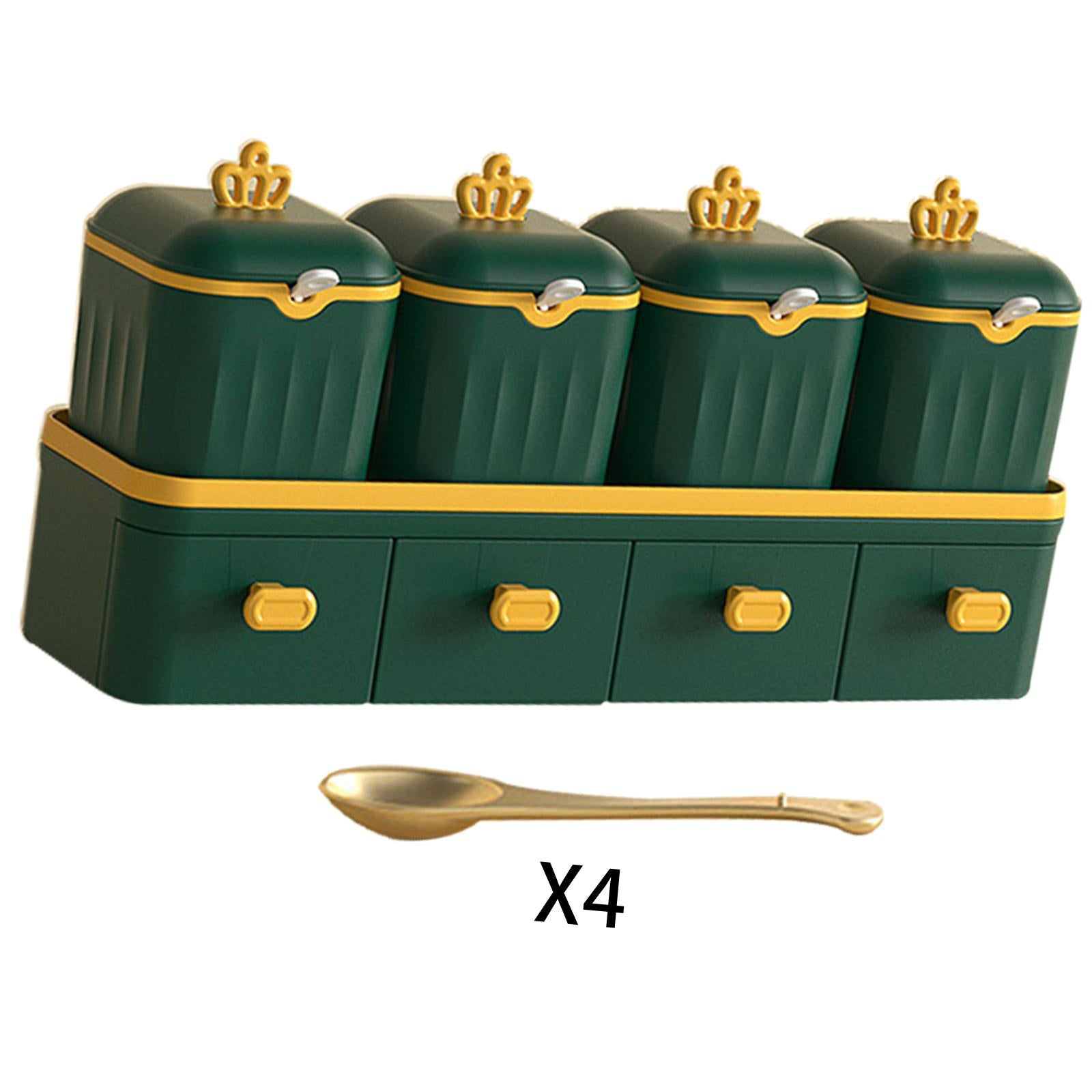 Double Layer Seasoning Box Set Seasoning Dispensers PP Material Green