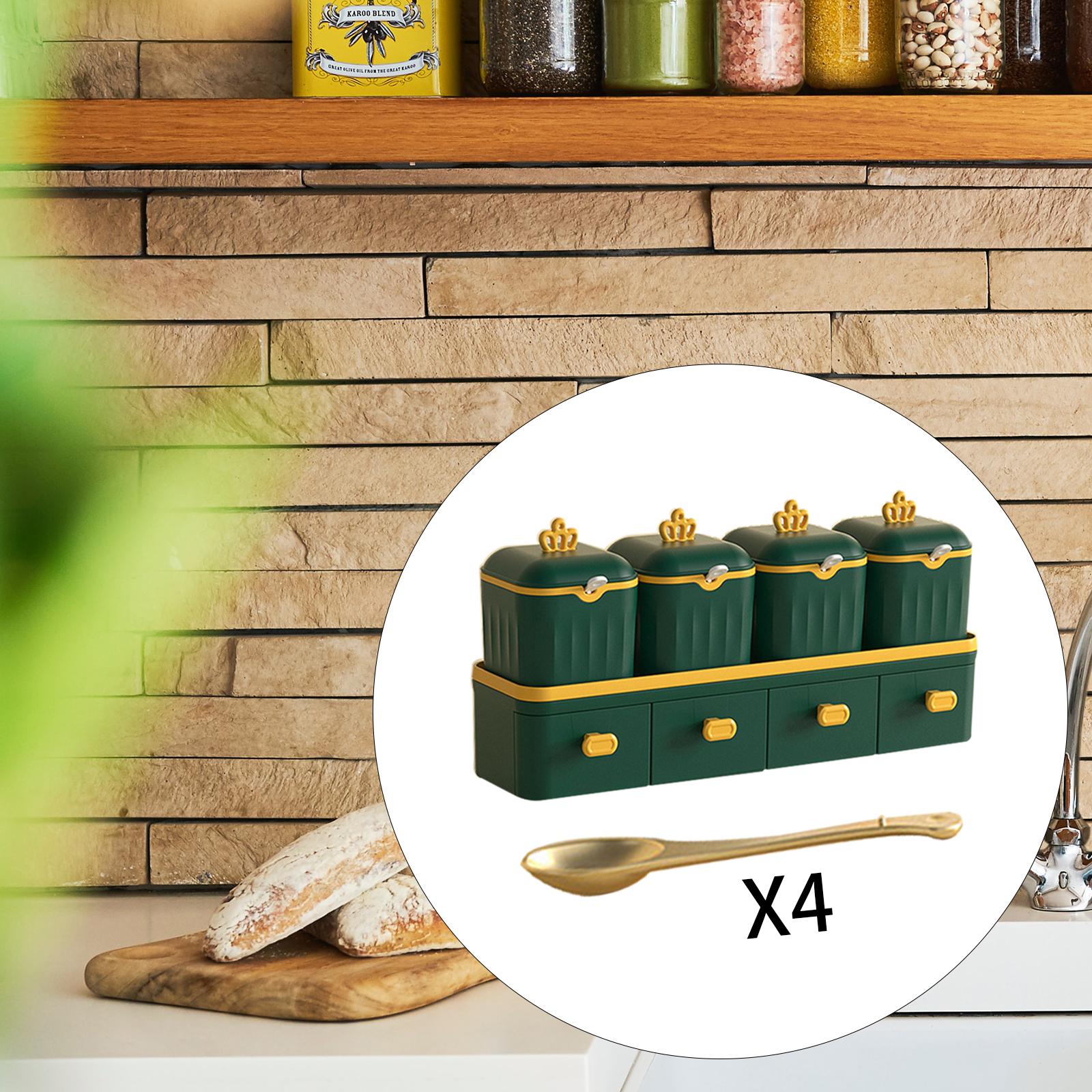 Double Layer Seasoning Box Set Seasoning Dispensers PP Material Green