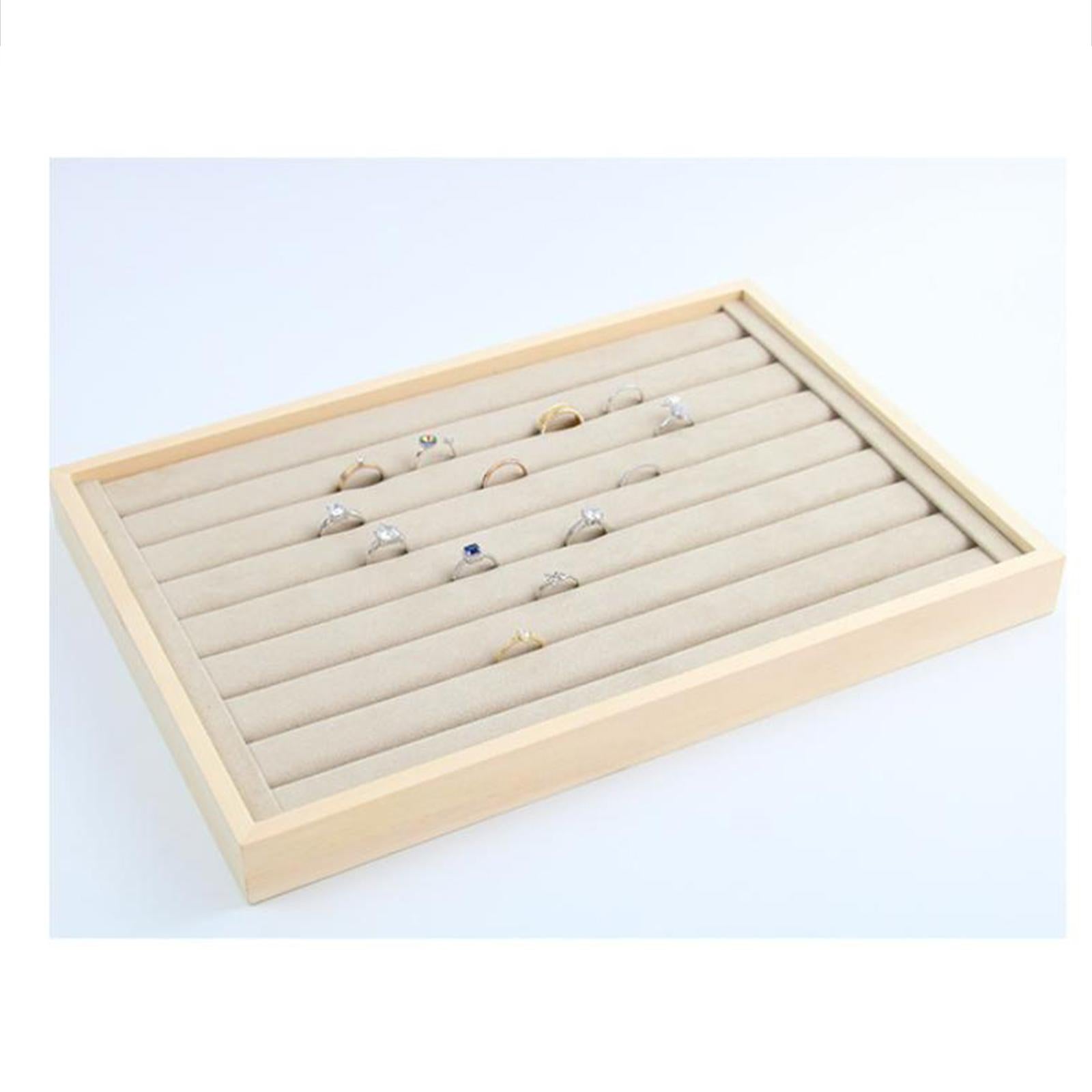 Wood Jewelry Tray Necklace Bracelet Storage Display Organiser Rings Tray