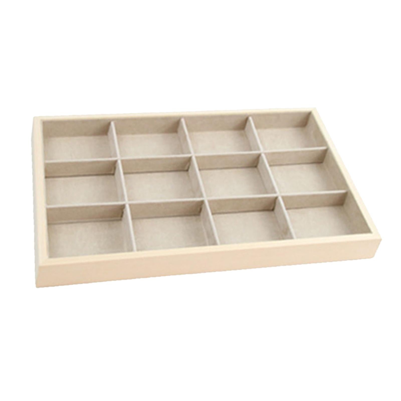 Wood Jewelry Tray Necklace Bracelet Storage Display Organiser 12 Grids Tray