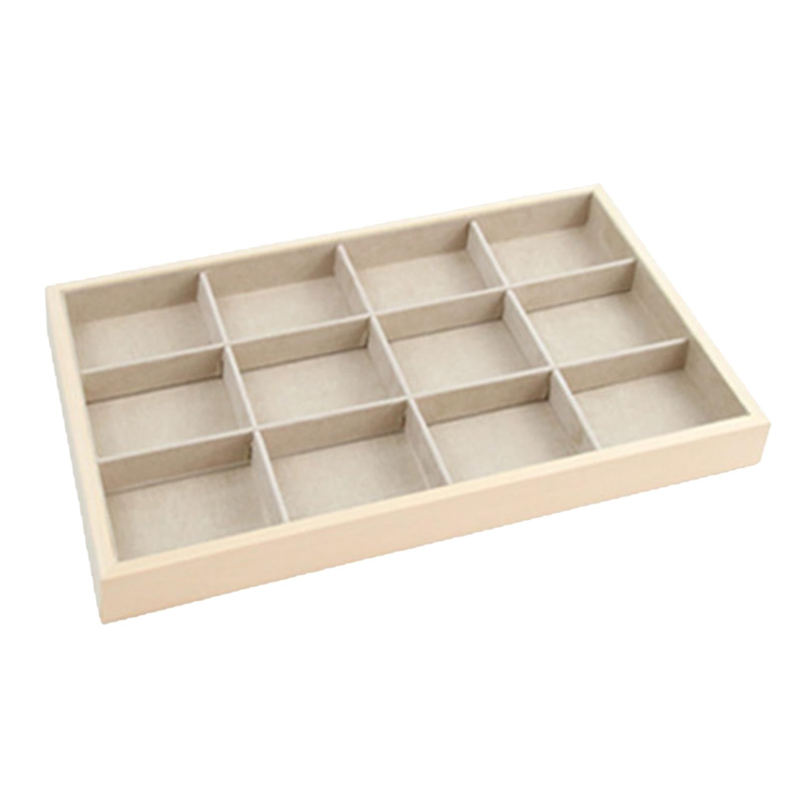 Wood Jewelry Tray Necklace Bracelet Storage Display Organiser 12 Grids Tray