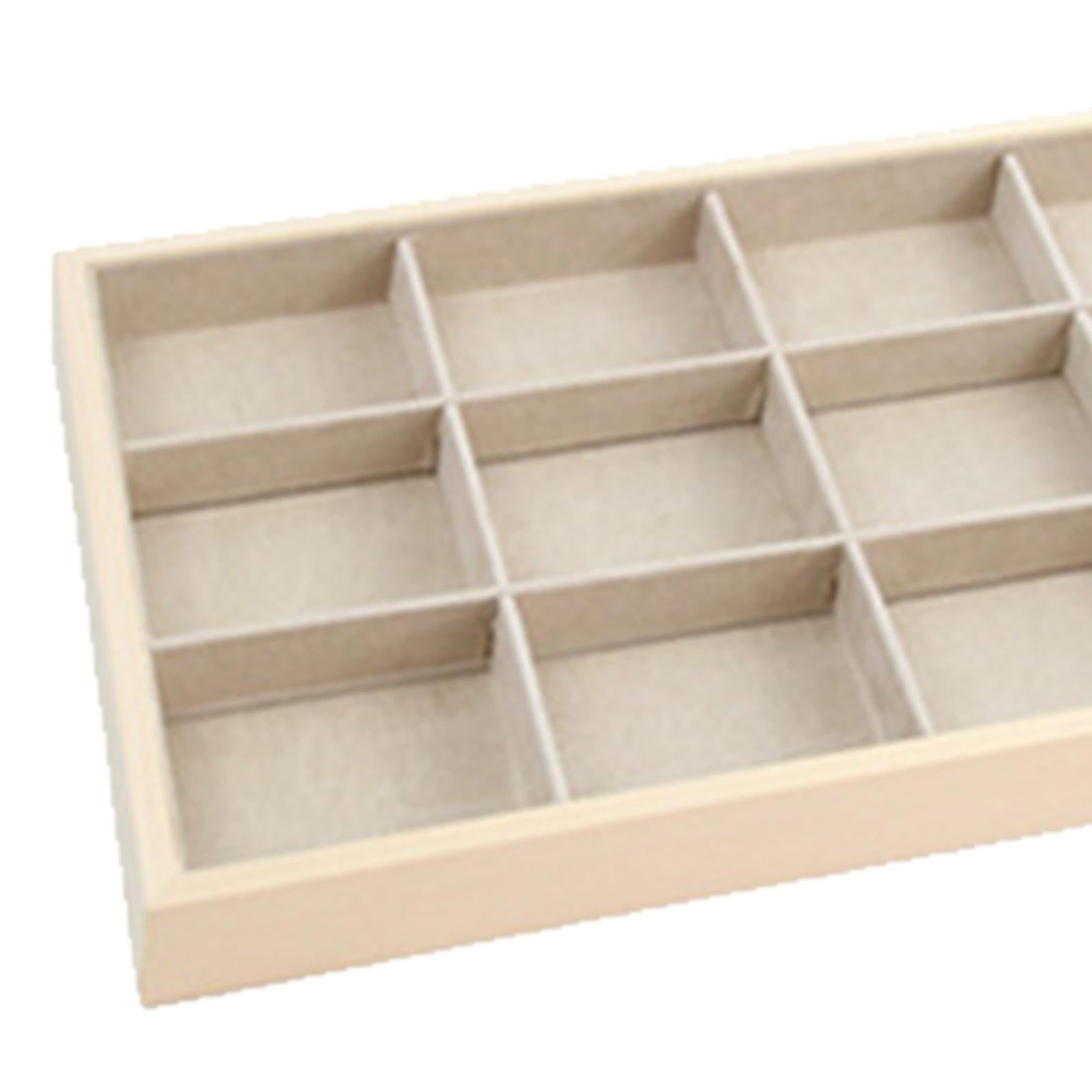 Wood Jewelry Tray Necklace Bracelet Storage Display Organiser 12 Grids Tray