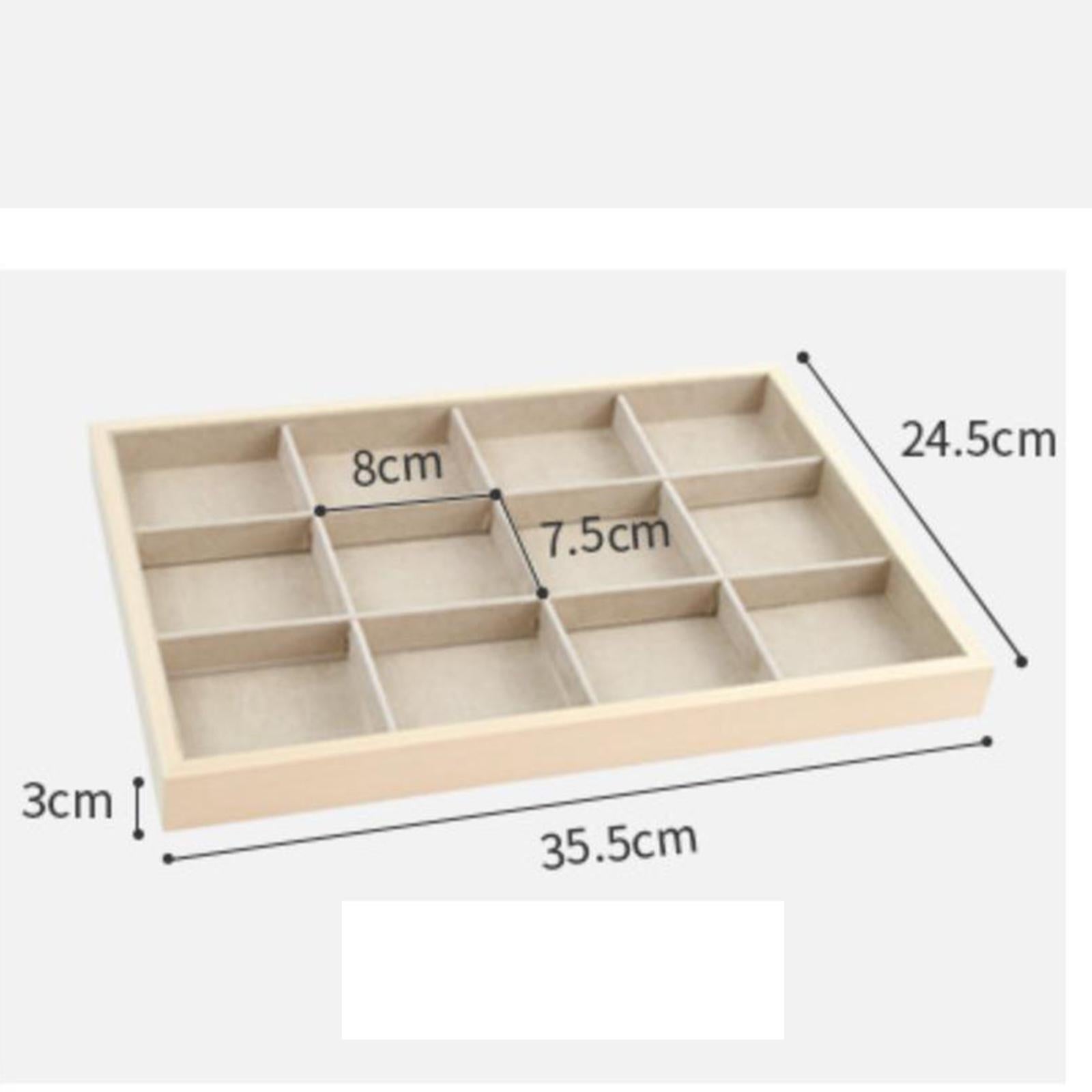 Wood Jewelry Tray Necklace Bracelet Storage Display Organiser 12 Grids Tray