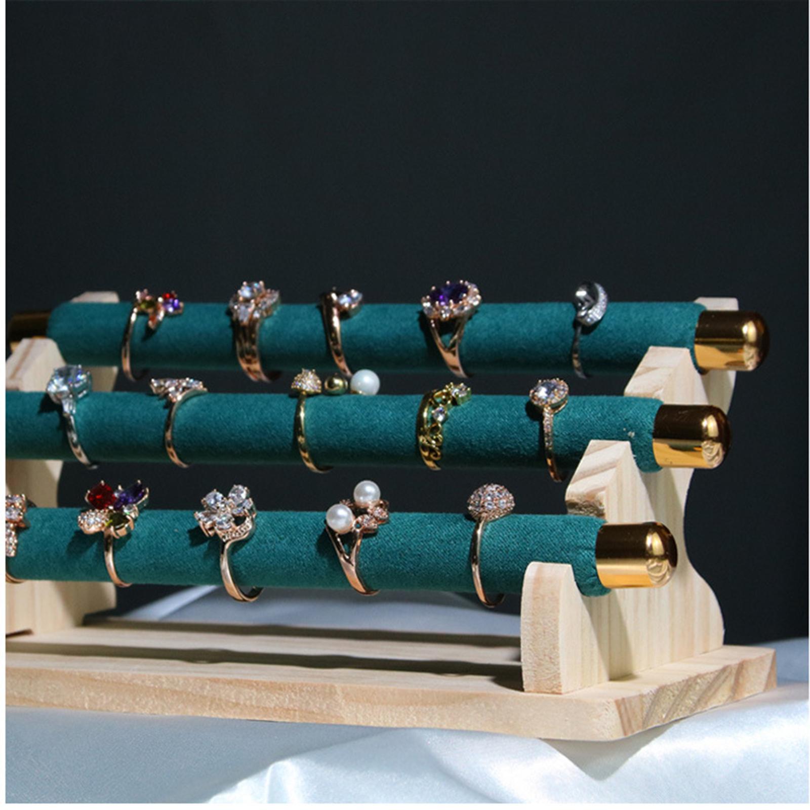 Freestanding Rings Display Holder Showcase Holder for Home Tabletop Green
