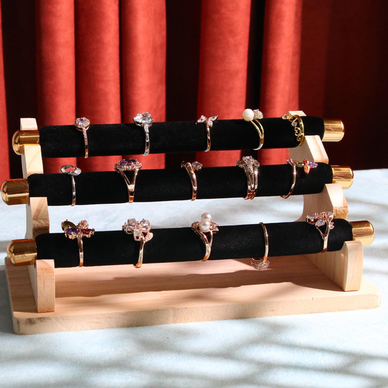 Freestanding Rings Display Holder Showcase Holder for Home Tabletop Black