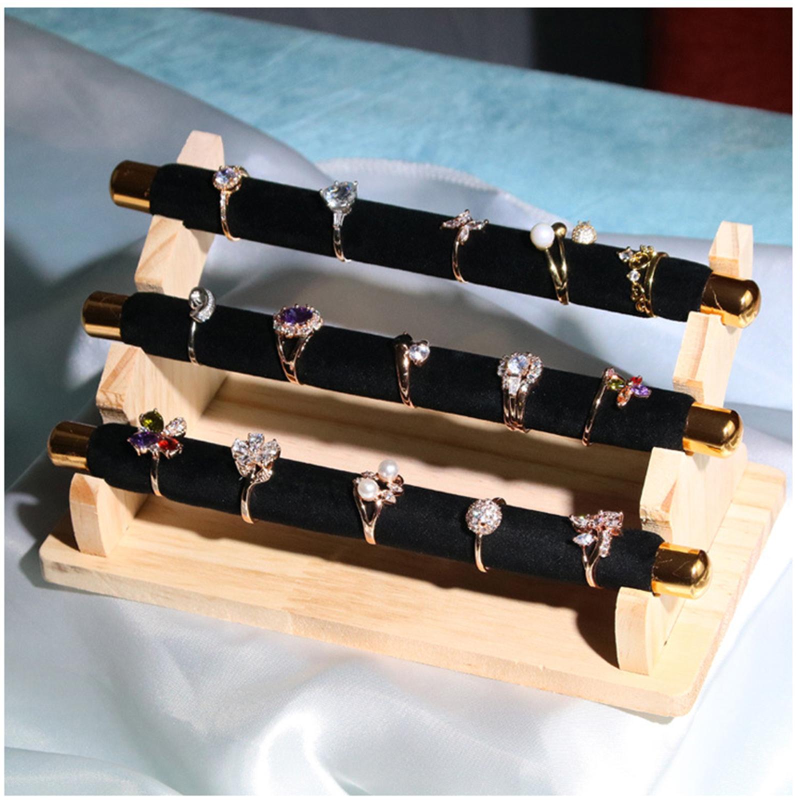 Freestanding Rings Display Holder Showcase Holder for Home Tabletop Black