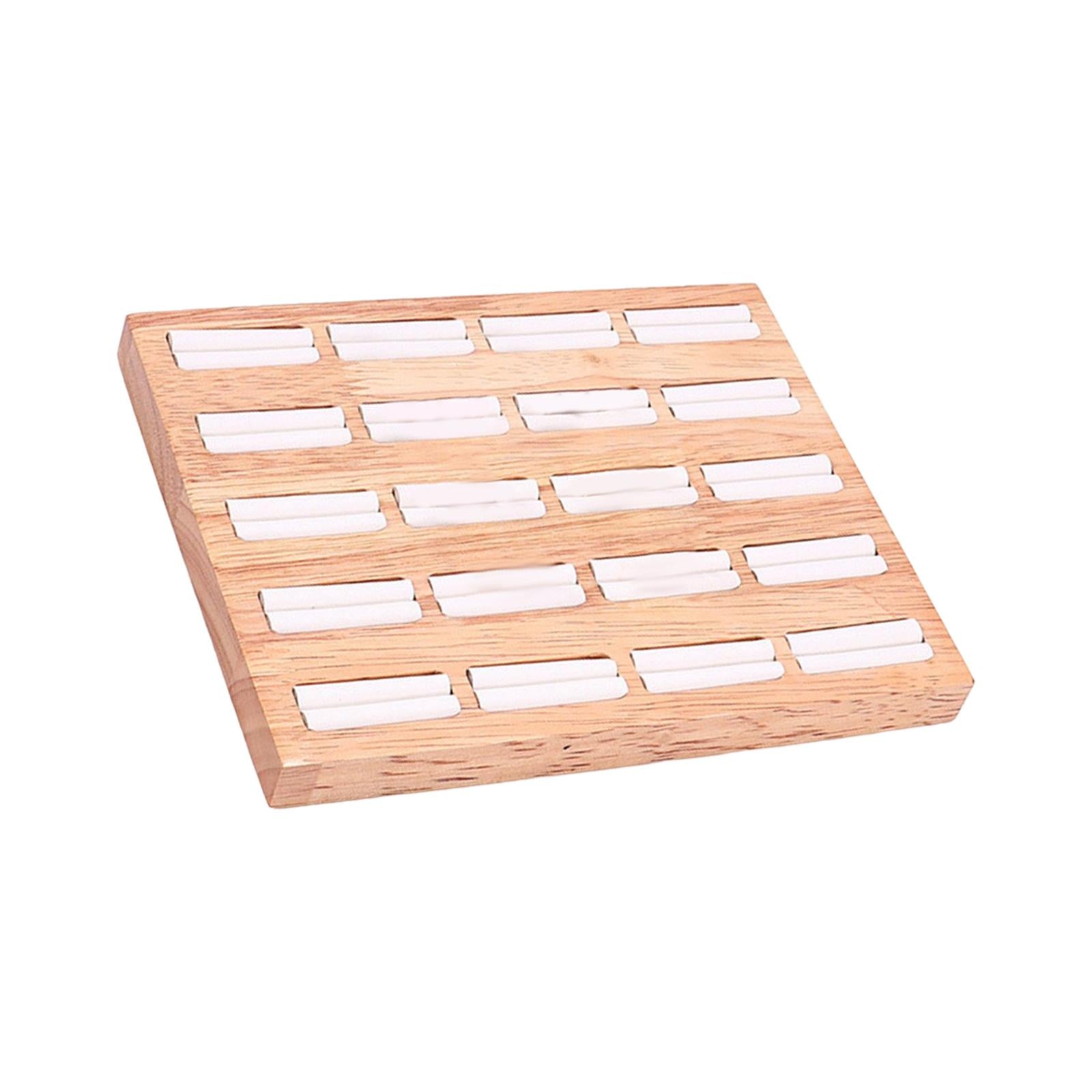 20 Slots Ring Tray Wooden Decoration for Earrings Ring Ladies White