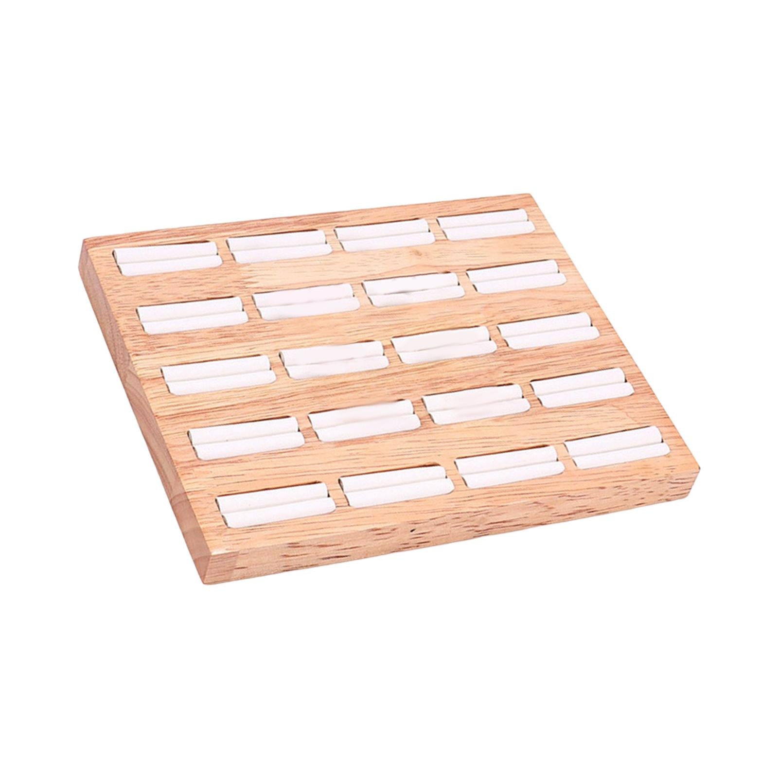 20 Slots Ring Tray Wooden Decoration for Earrings Ring Ladies White