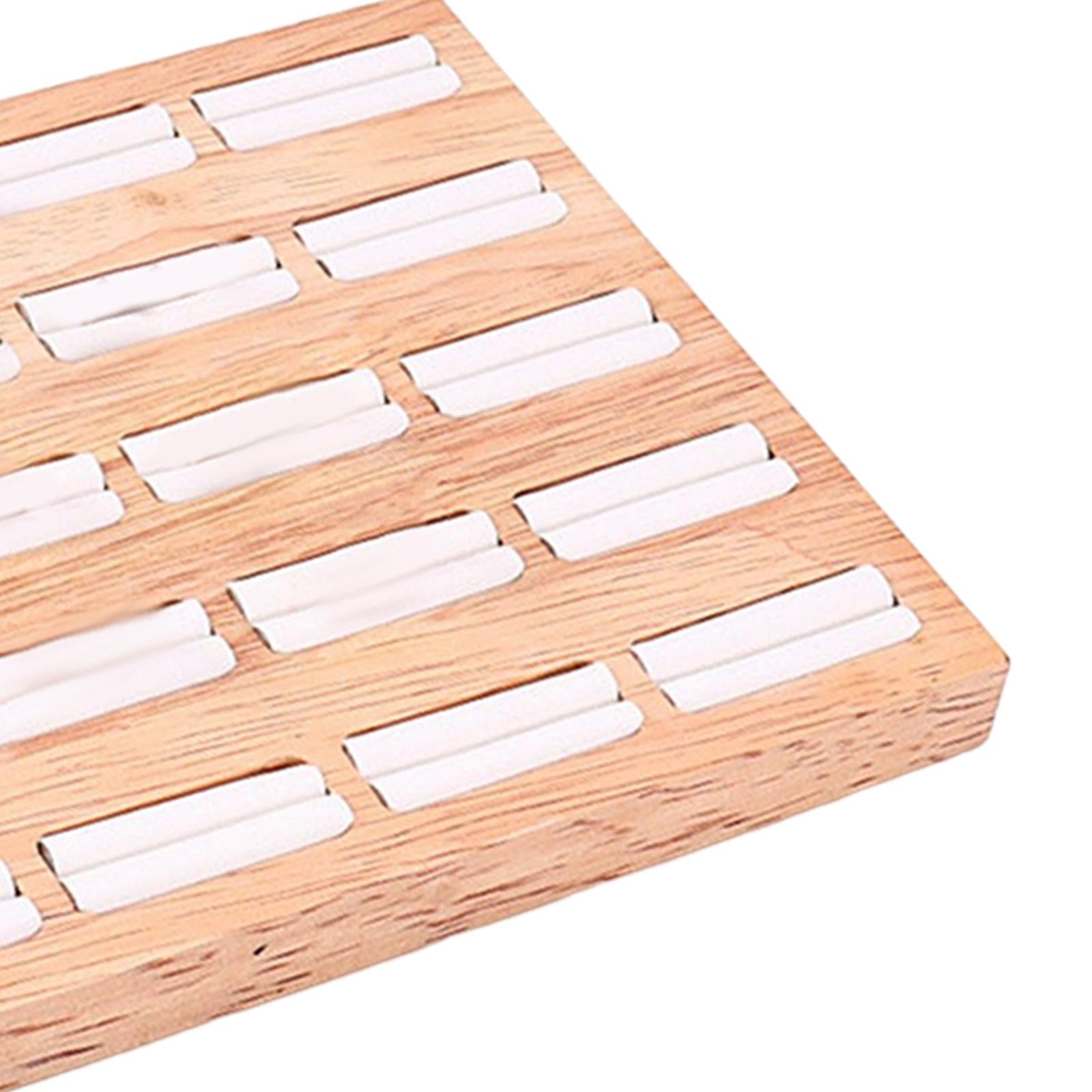 20 Slots Ring Tray Wooden Decoration for Earrings Ring Ladies White