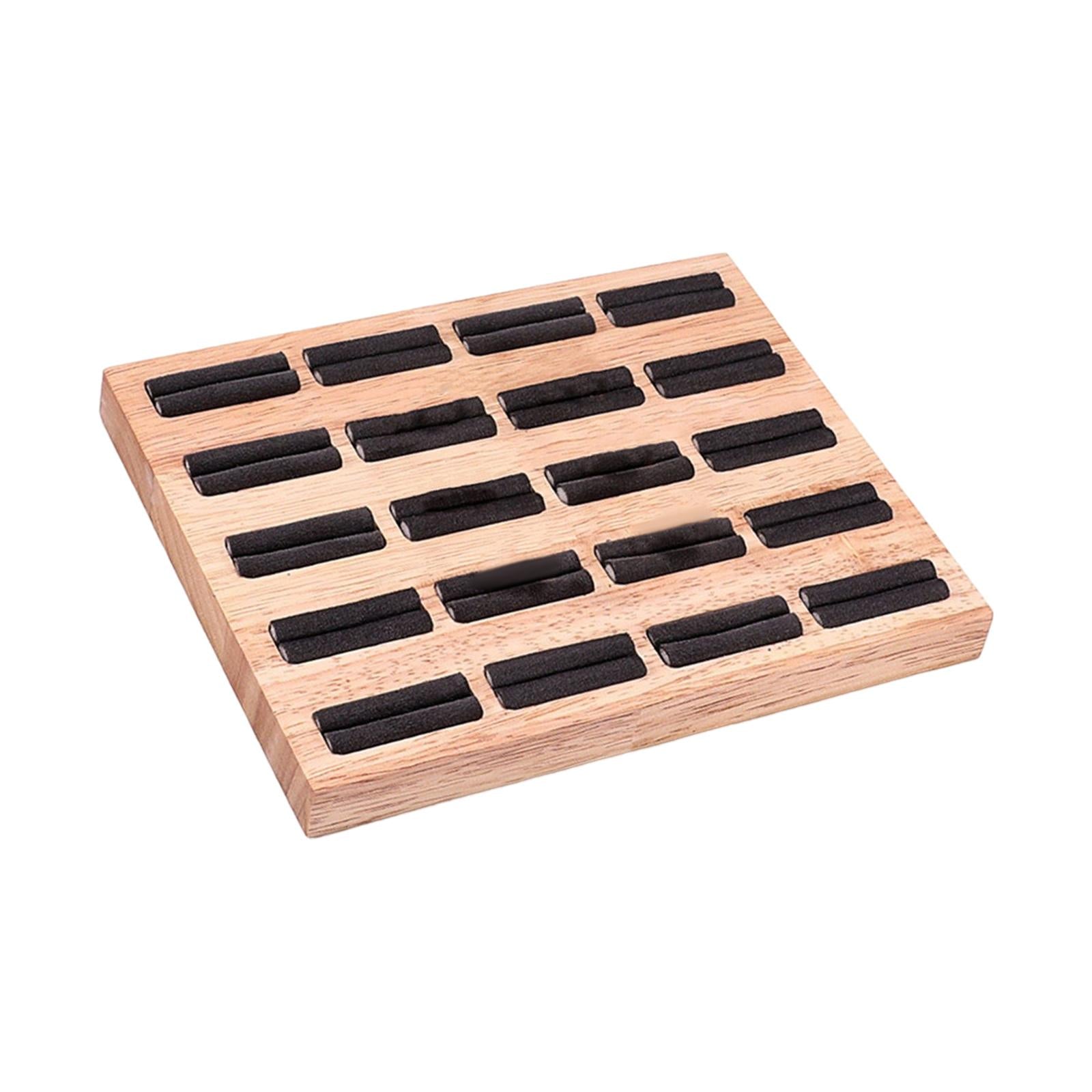 20 Slots Ring Tray Wooden Decoration for Earrings Ring Ladies Dark Gray