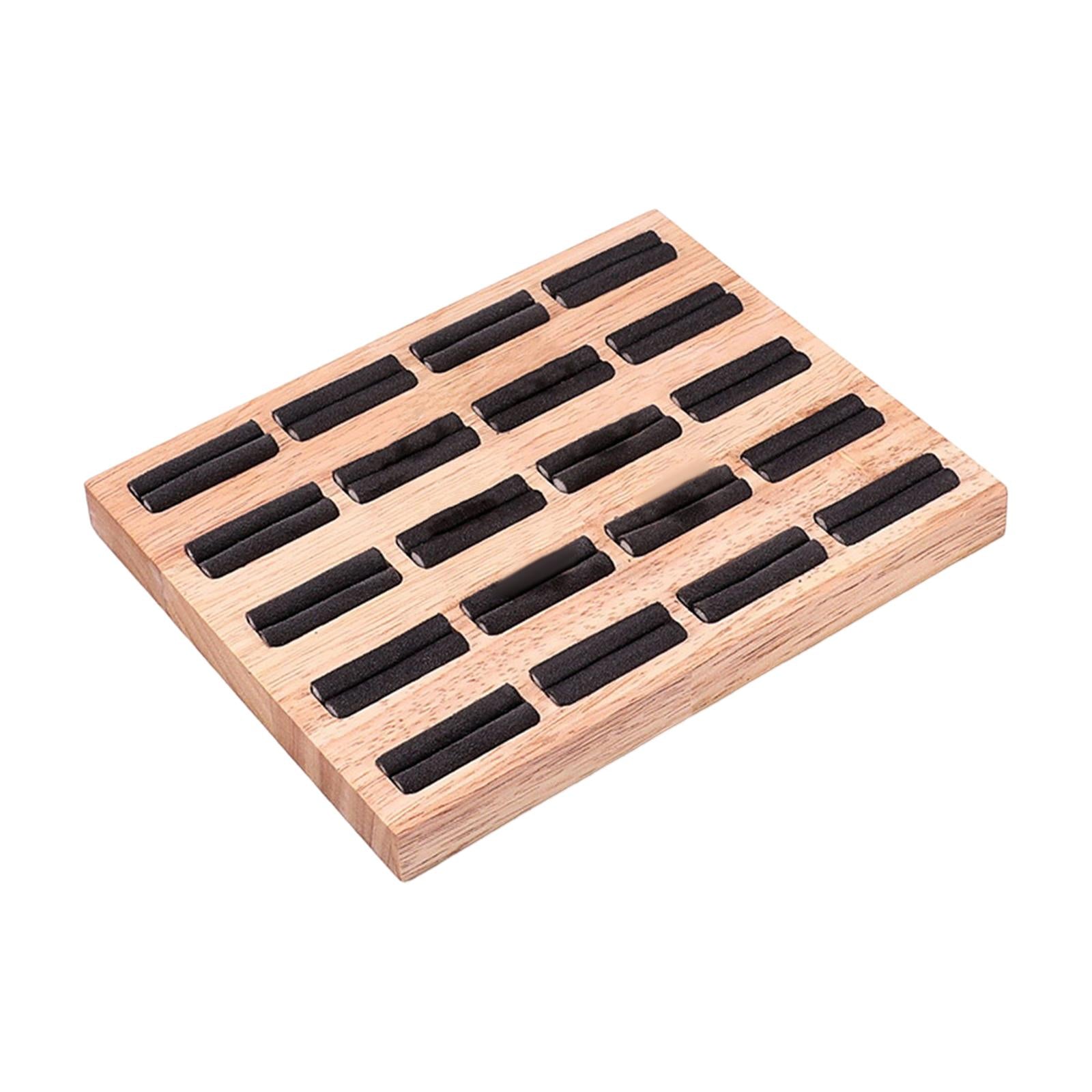 20 Slots Ring Tray Wooden Decoration for Earrings Ring Ladies Dark Gray