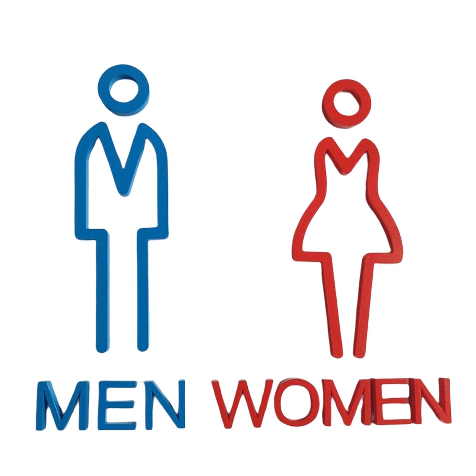 Acrylic Adhesive Bathroom Signage Men Women Sign Accessories Smooth Surface
