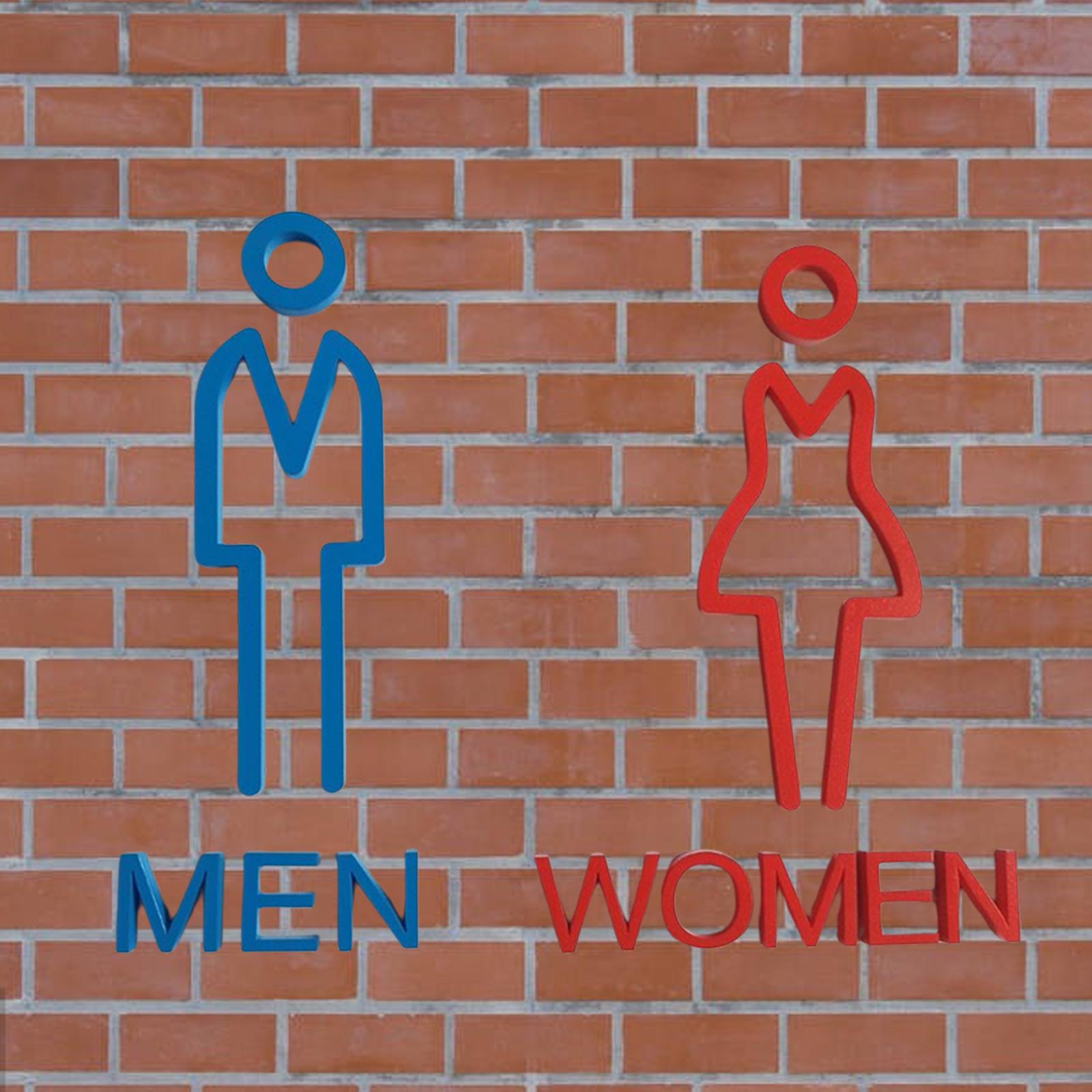 Acrylic Adhesive Bathroom Signage Men Women Sign Accessories Smooth Surface