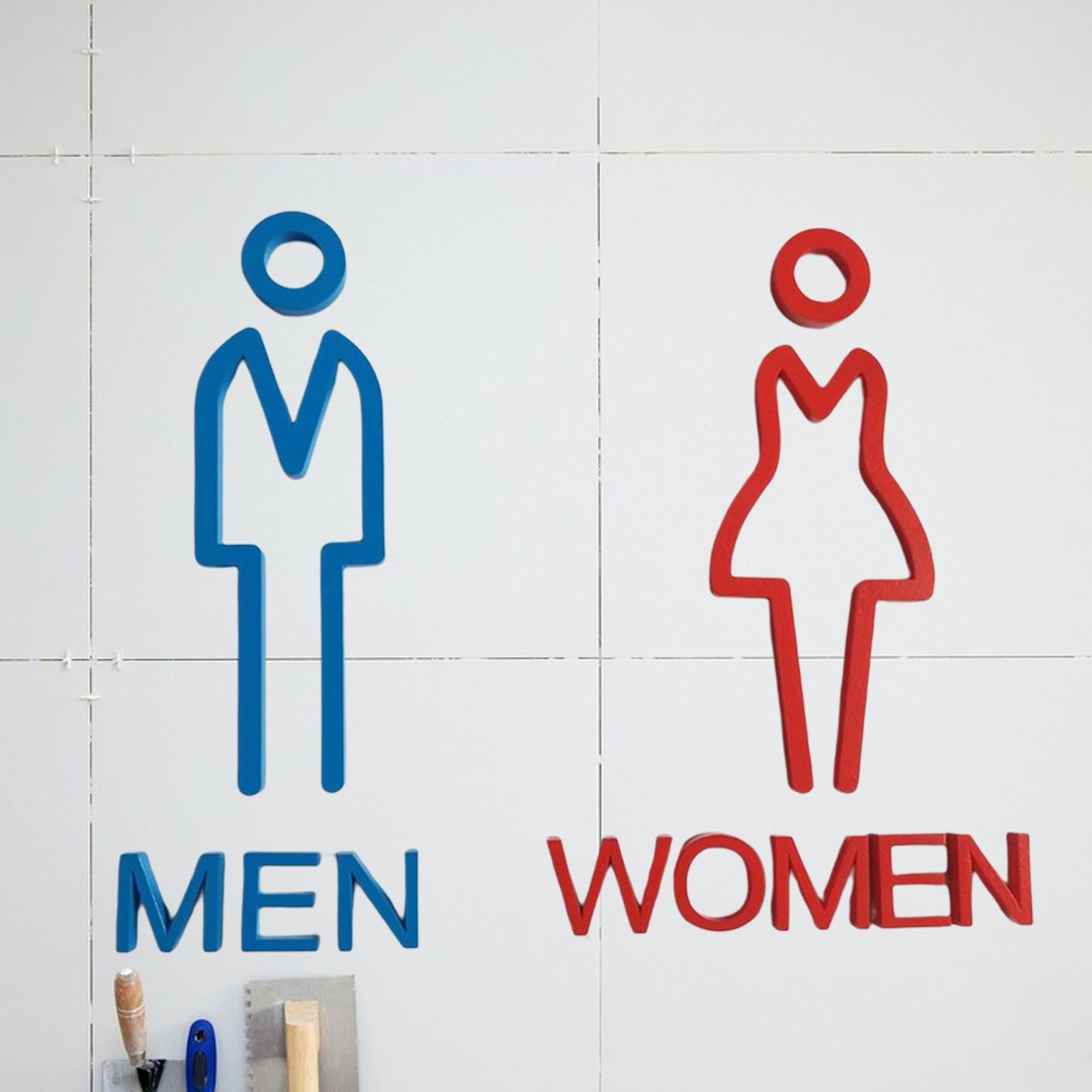 Acrylic Adhesive Bathroom Signage Men Women Sign Accessories Smooth Surface