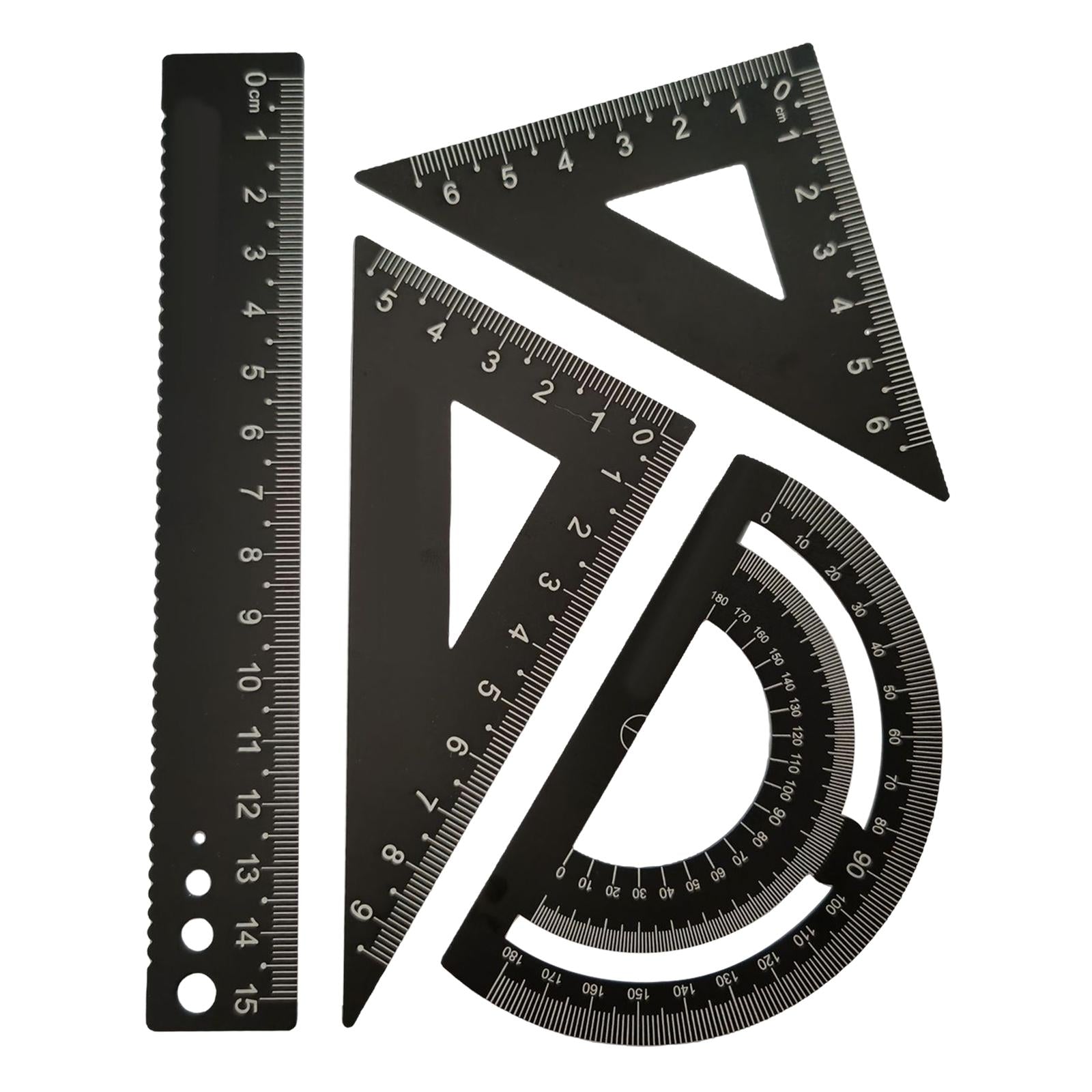 Math Geometry Kit Compass Set Triangle Right Angle Ruler Ruler for Drawing black