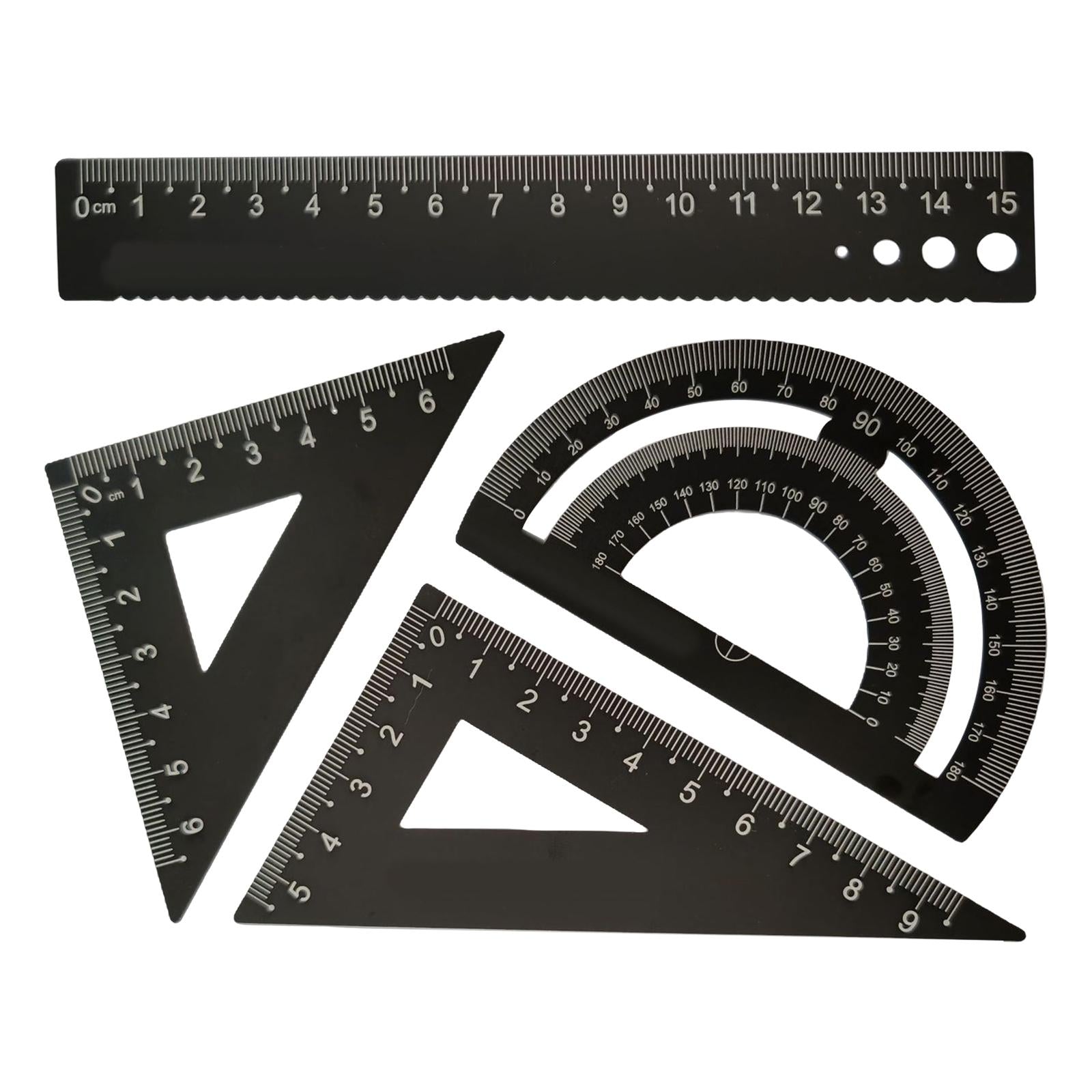 Math Geometry Kit Compass Set Triangle Right Angle Ruler Ruler for Drawing black