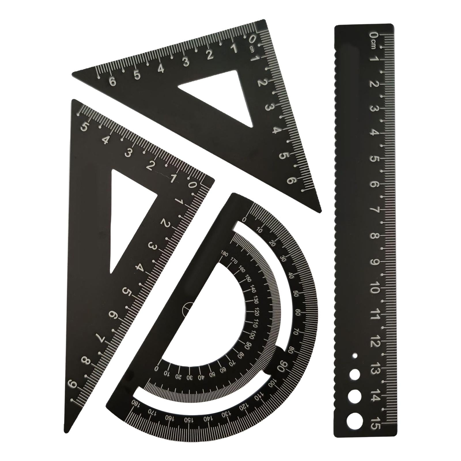 Math Geometry Kit Compass Set Triangle Right Angle Ruler Ruler for Drawing black