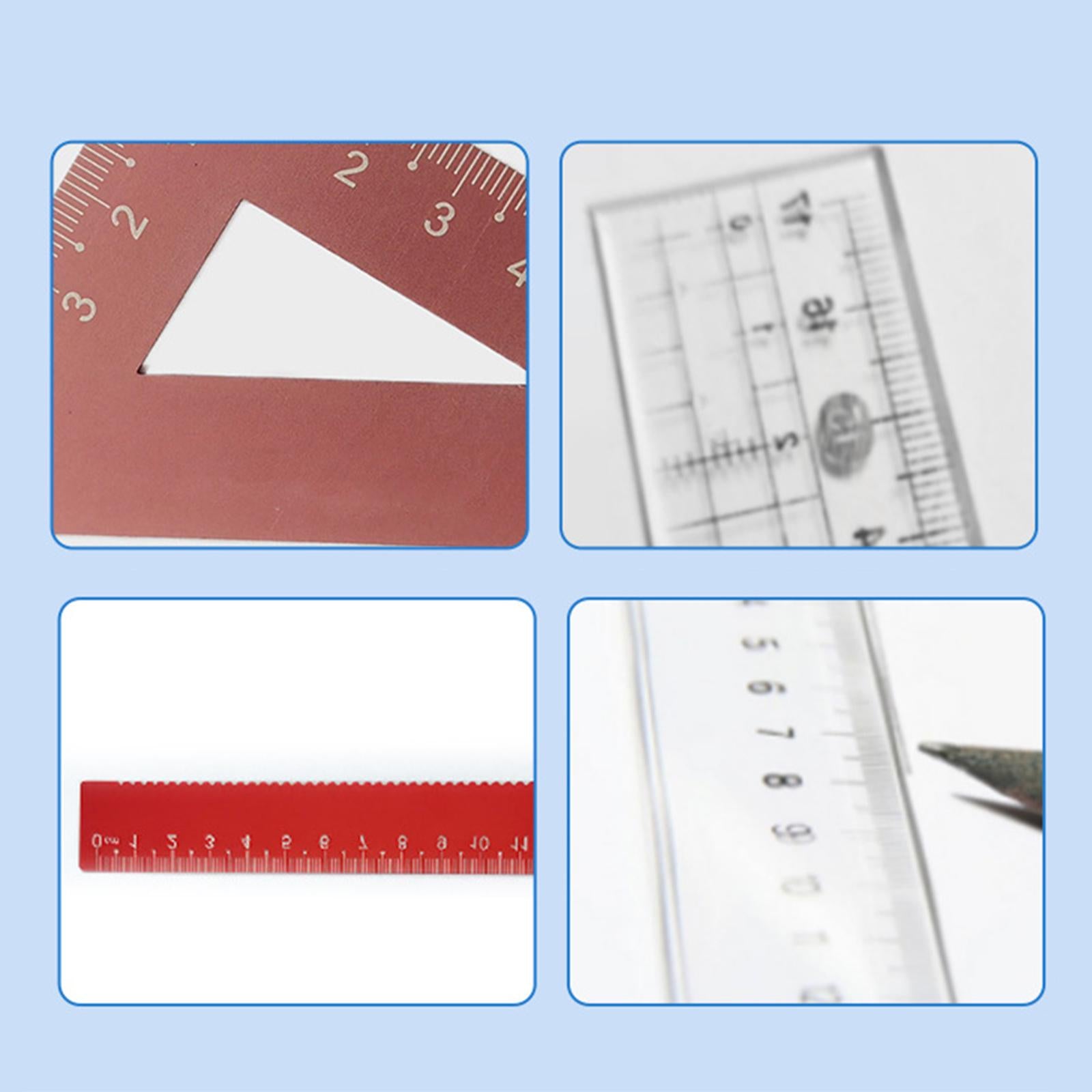 Math Geometry Kit Compass Set Triangle Right Angle Ruler Ruler for Drawing pink