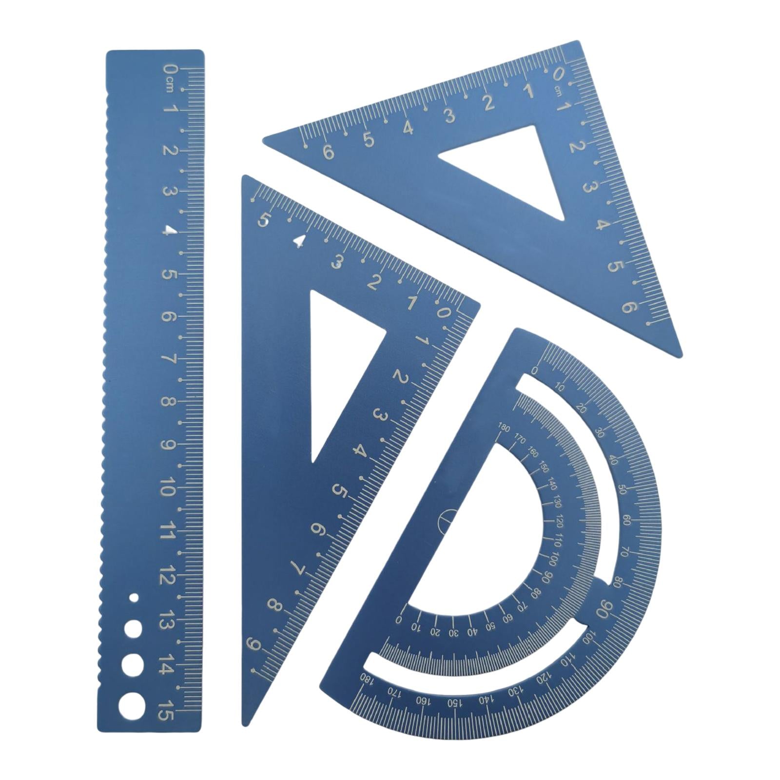 Math Geometry Kit Compass Set Triangle Right Angle Ruler Ruler for Drawing blue