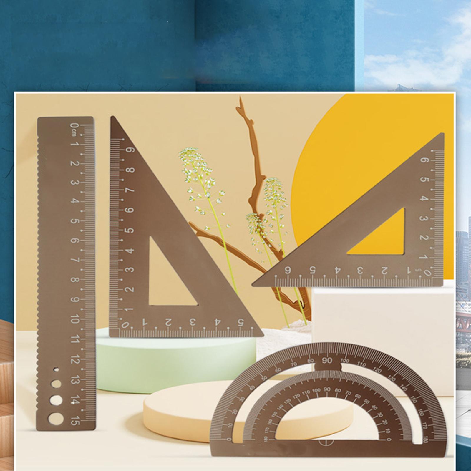 Math Geometry Kit Compass Set Triangle Right Angle Ruler Ruler for Drawing gold