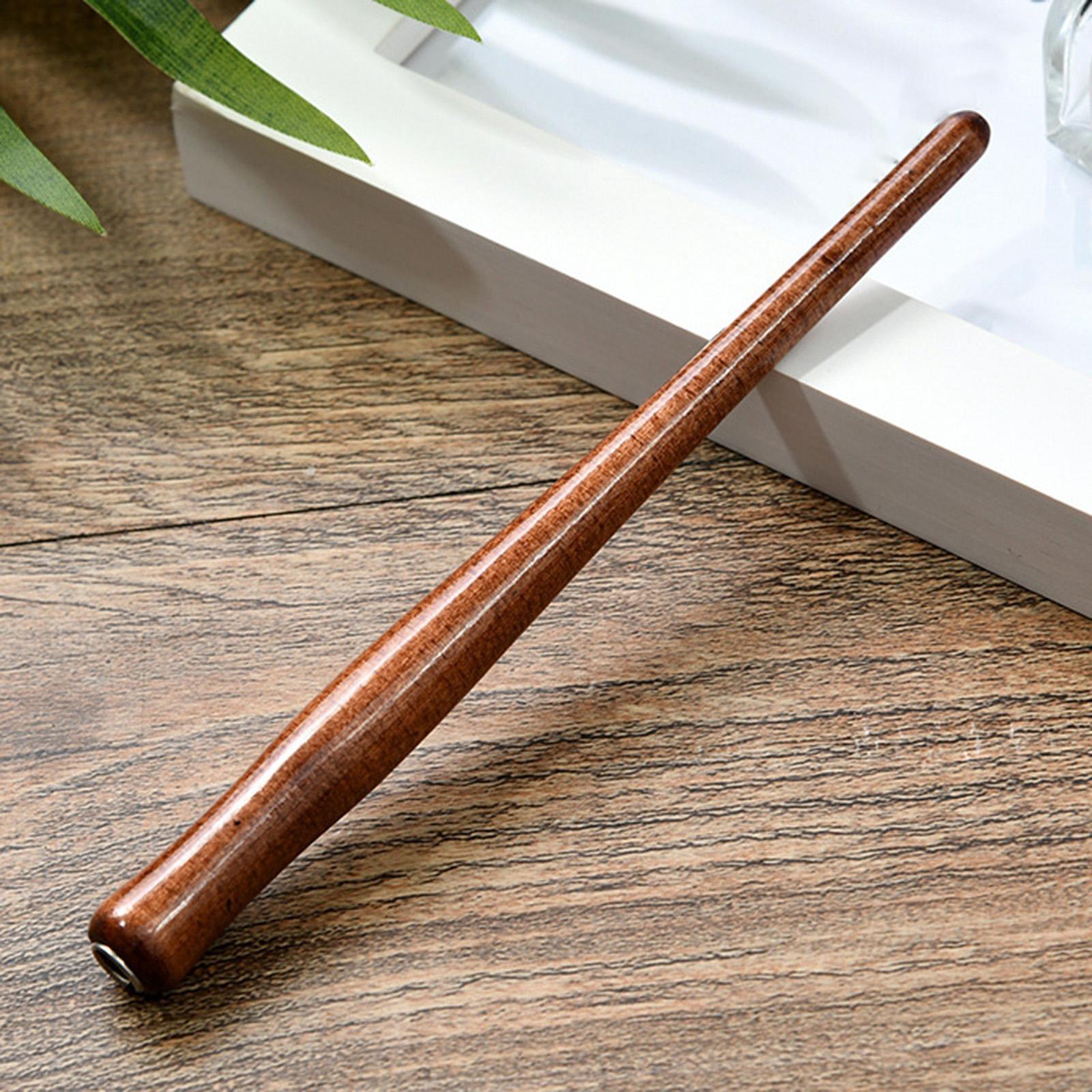 Wooden Calligraphy Dip Pen Holder for Various Pen Nib Portable Compact Retro Brown