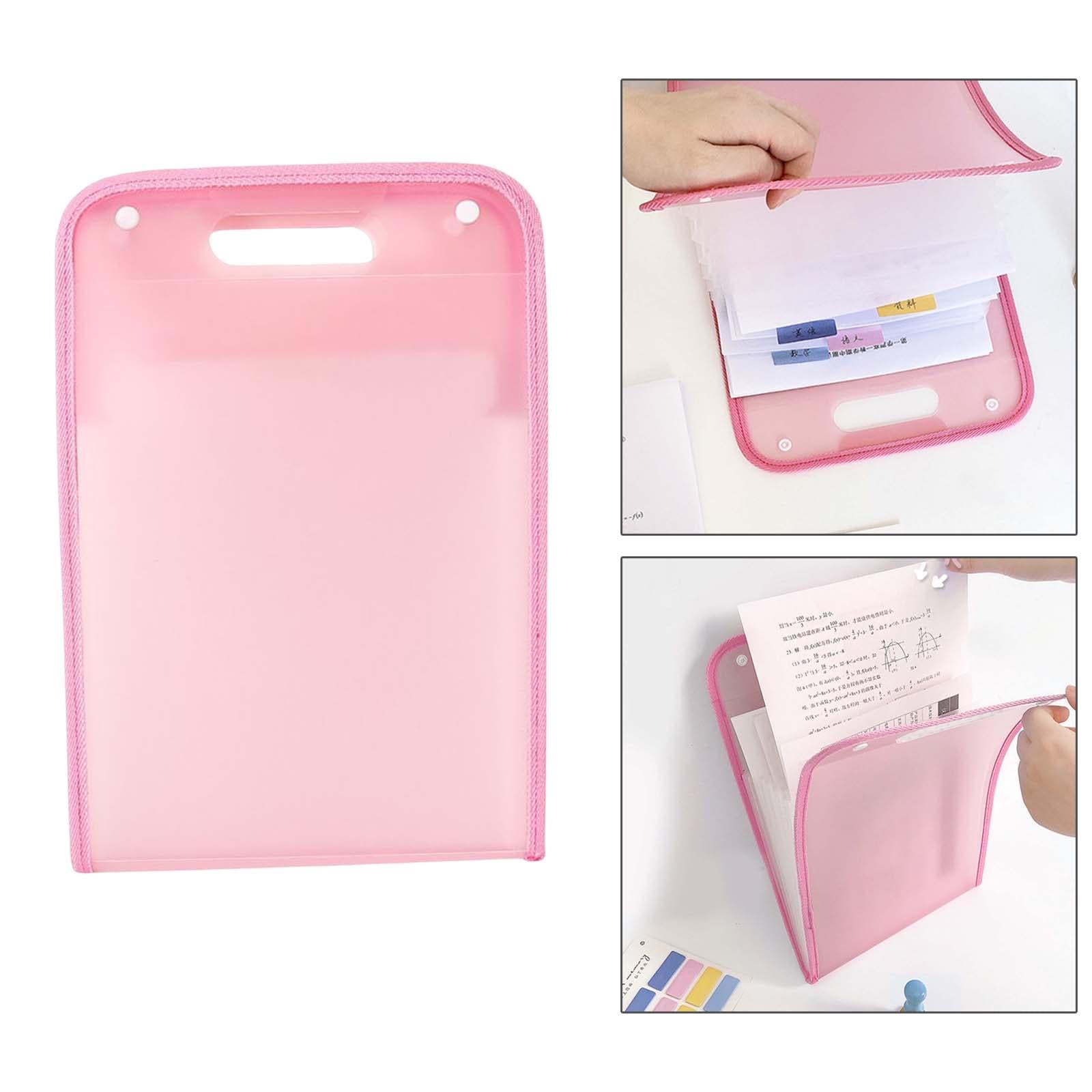 Portable File Folder Paper Storage Large Capacity Gifts 7 Grids Pink