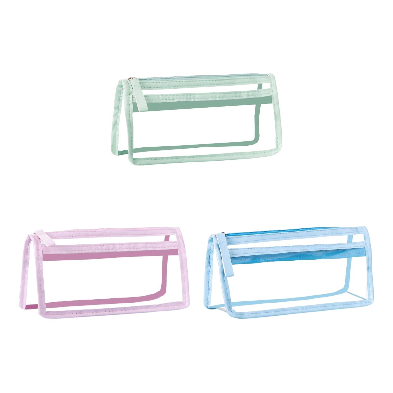 Pen Bag Box PVC Storage Organizer Waterproof Clear for Gift Makeup Students Green