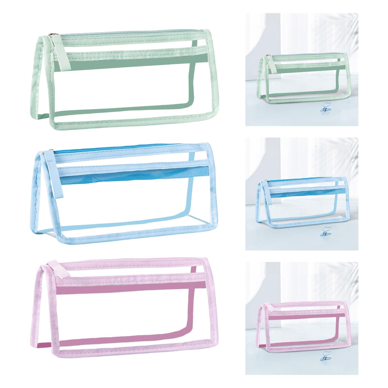 Pen Bag Box PVC Storage Organizer Waterproof Clear for Gift Makeup Students Green