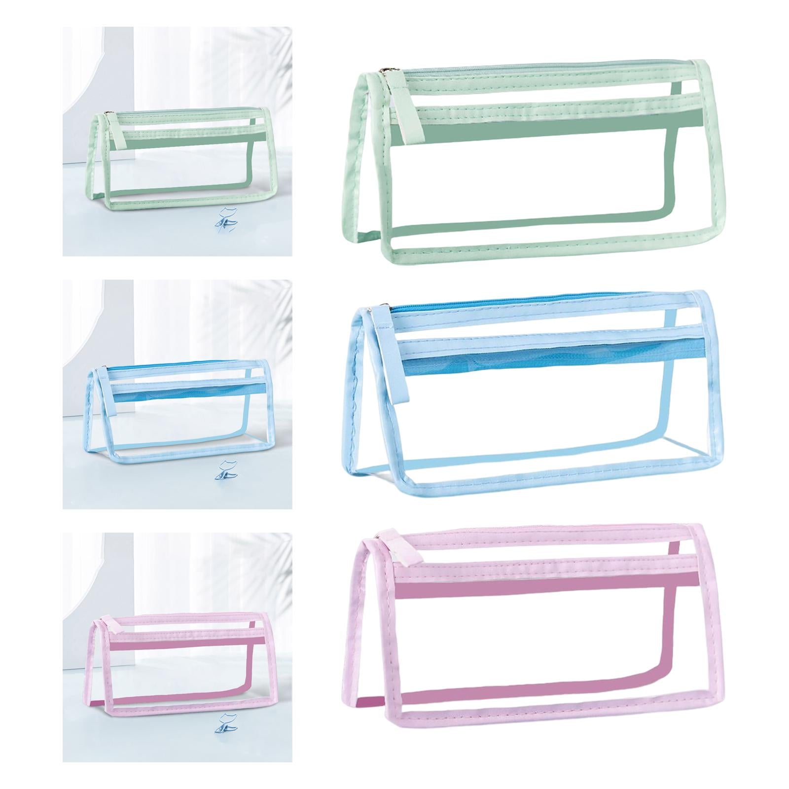 Pen Bag Box PVC Storage Organizer Waterproof Clear for Gift Makeup Students Green