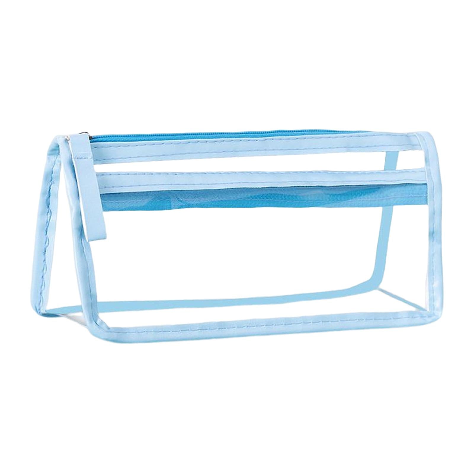 Pen Bag Box PVC Storage Organizer Waterproof Clear for Gift Makeup Students Blue