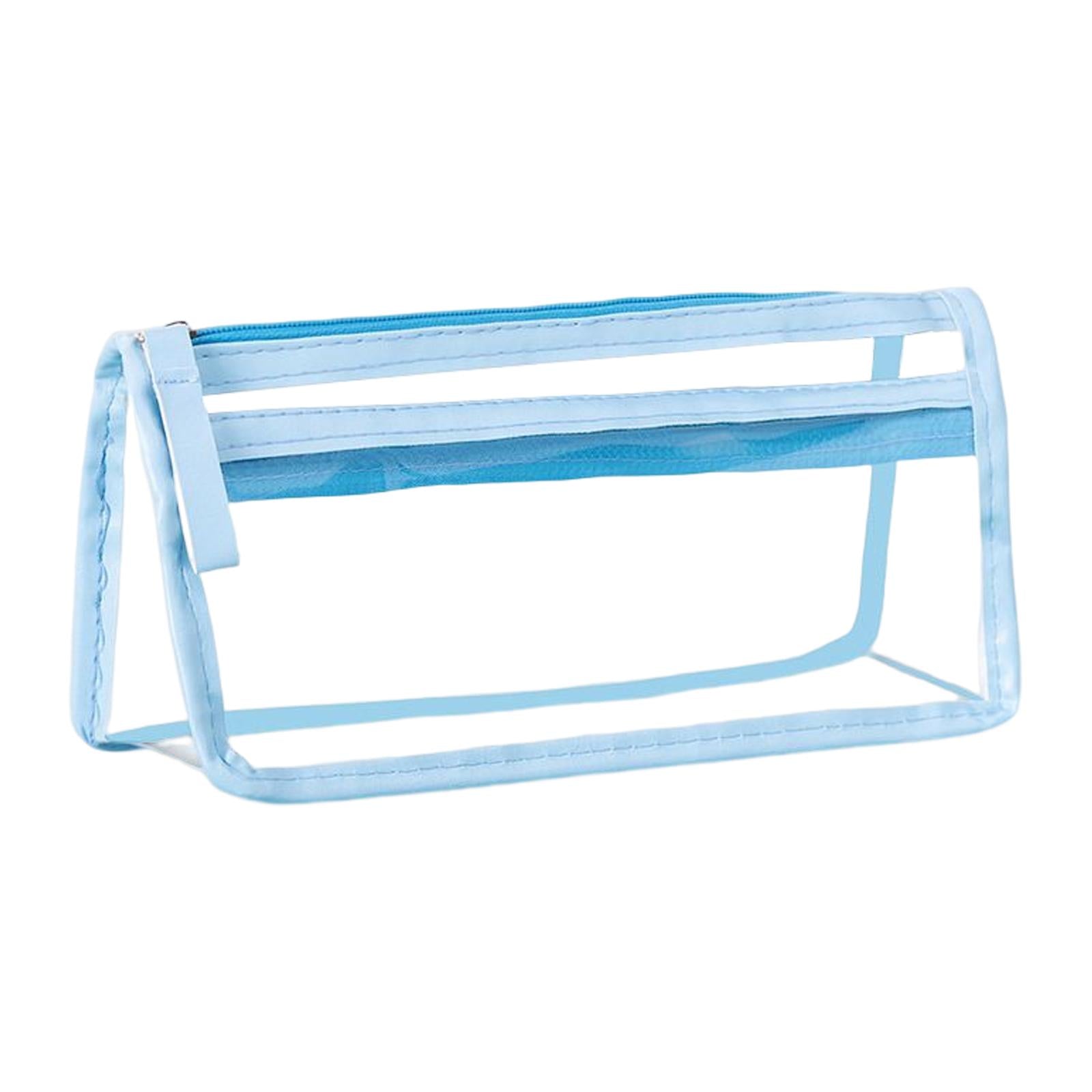 Pen Bag Box PVC Storage Organizer Waterproof Clear for Gift Makeup Students Blue