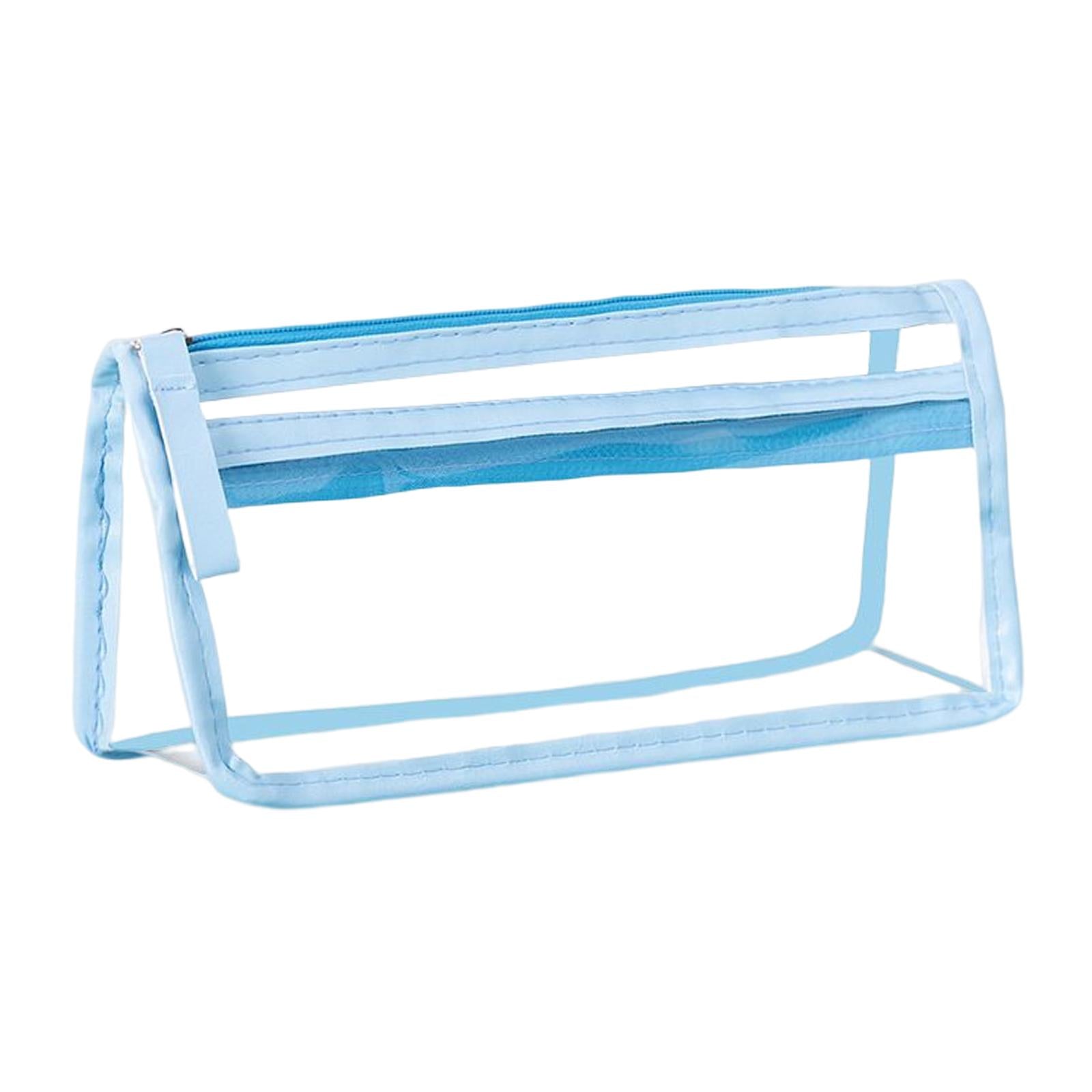 Pen Bag Box PVC Storage Organizer Waterproof Clear for Gift Makeup Students Blue