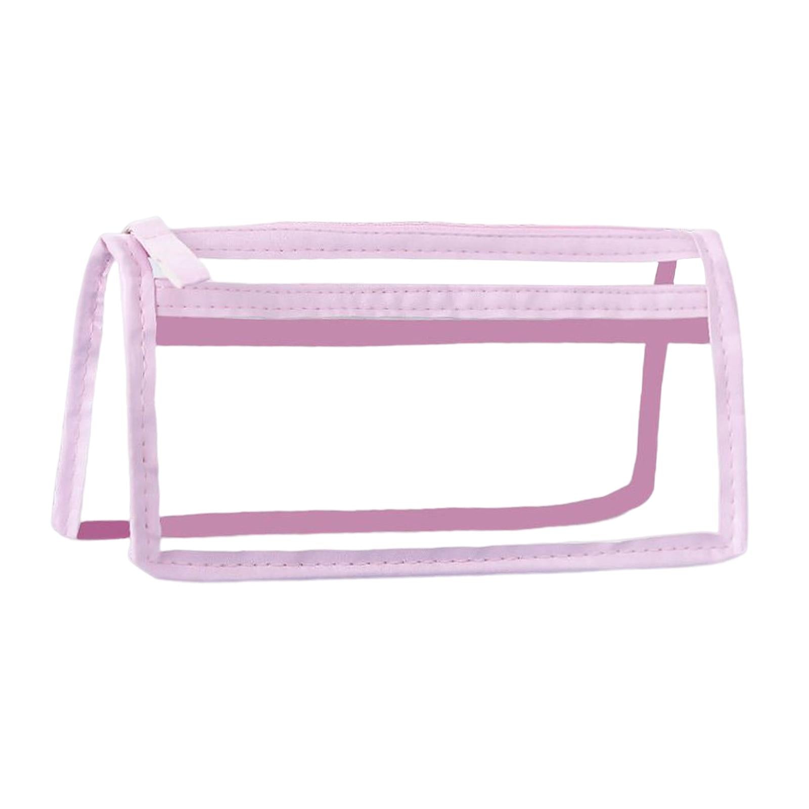 Pen Bag Box PVC Storage Organizer Waterproof Clear for Gift Makeup Students Pink