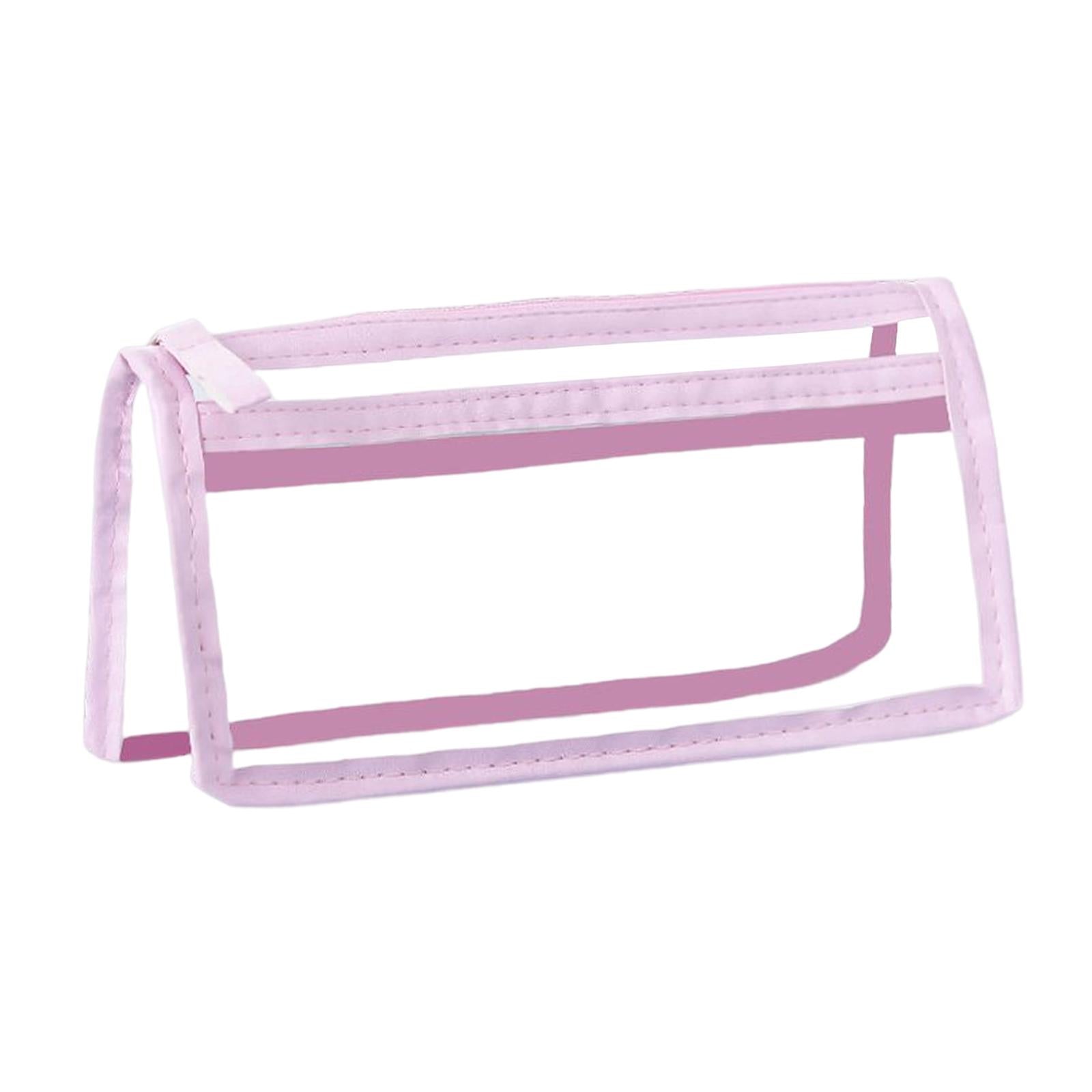 Pen Bag Box PVC Storage Organizer Waterproof Clear for Gift Makeup Students Pink