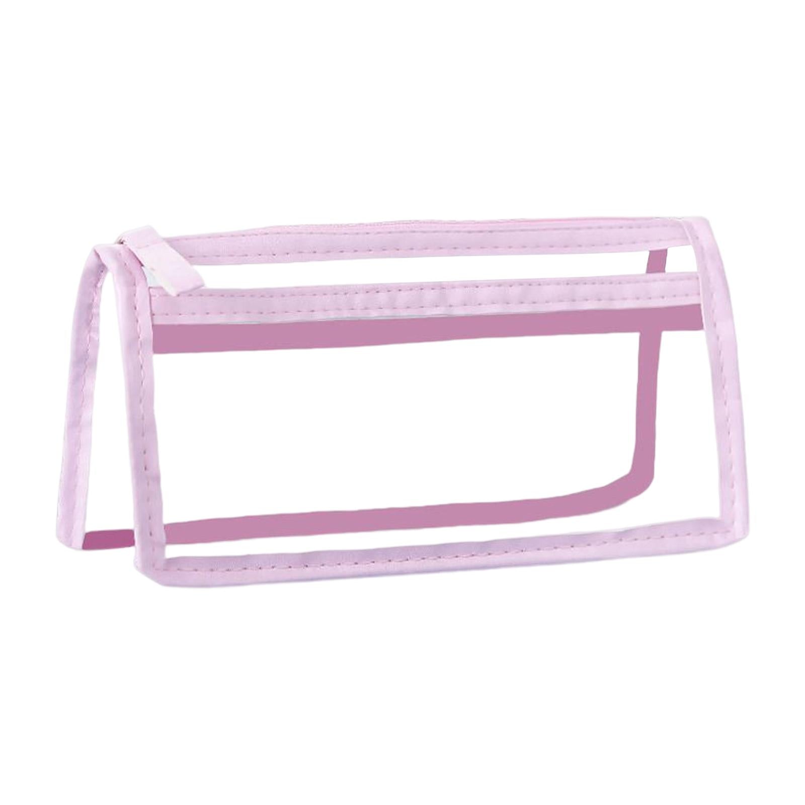 Pen Bag Box PVC Storage Organizer Waterproof Clear for Gift Makeup Students Pink