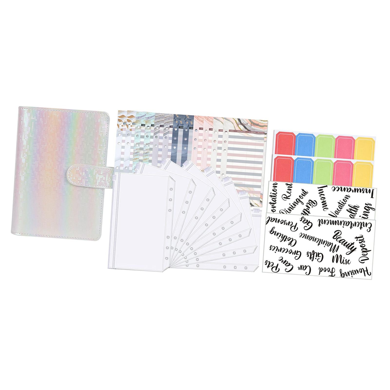 A6 Budget Binder Planner Label Sticker Notebook for Budgeting Expense Saving White