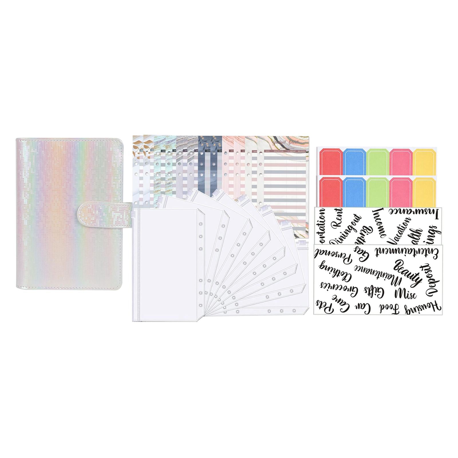 A6 Budget Binder Planner Label Sticker Notebook for Budgeting Expense Saving White