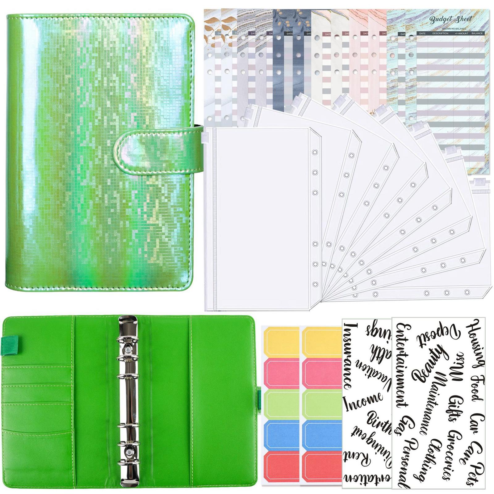 A6 Budget Binder Planner Label Sticker Notebook for Budgeting Expense Saving Green