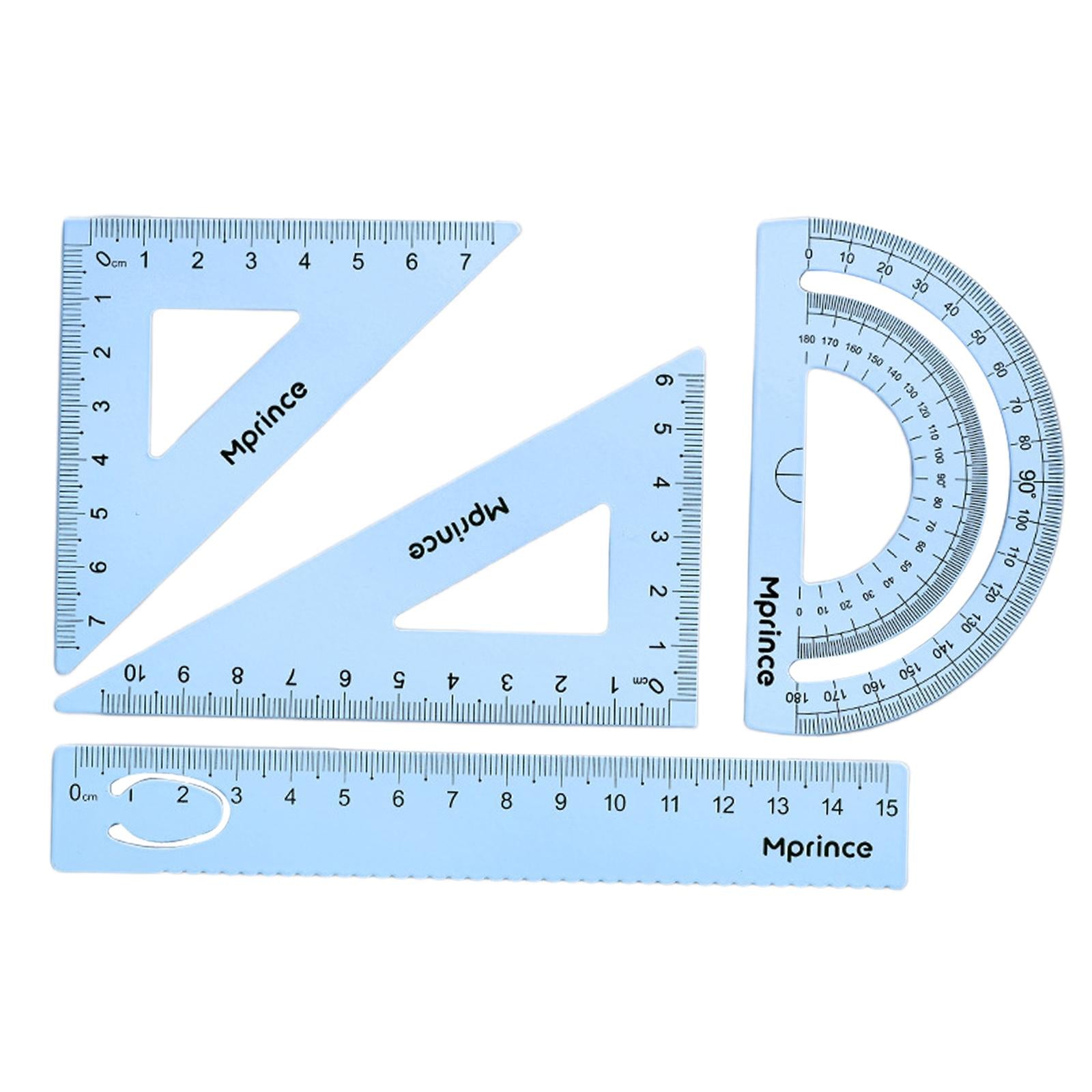 Geometry Math Ruler Metal Protractor Ruler Set for Home Carpentry Light Blue
