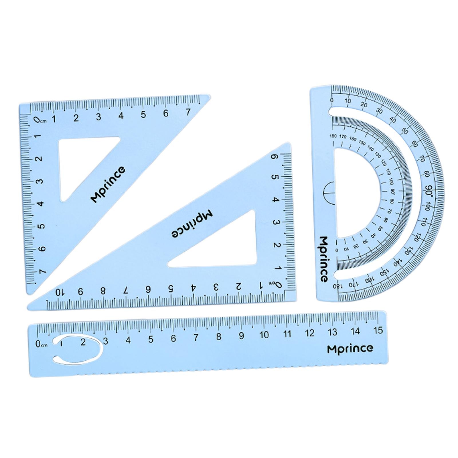 Geometry Math Ruler Metal Protractor Ruler Set for Home Carpentry Light Blue