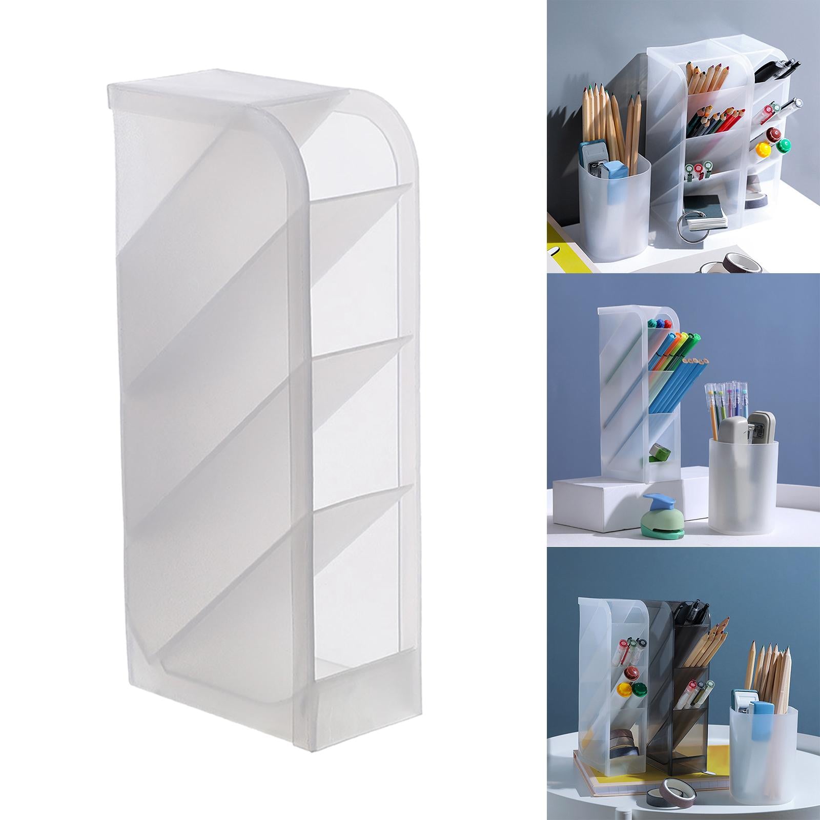 Pencil Dispenser Desk Stationery Organizer 4 Layer for Home Office Organizer white oblique
