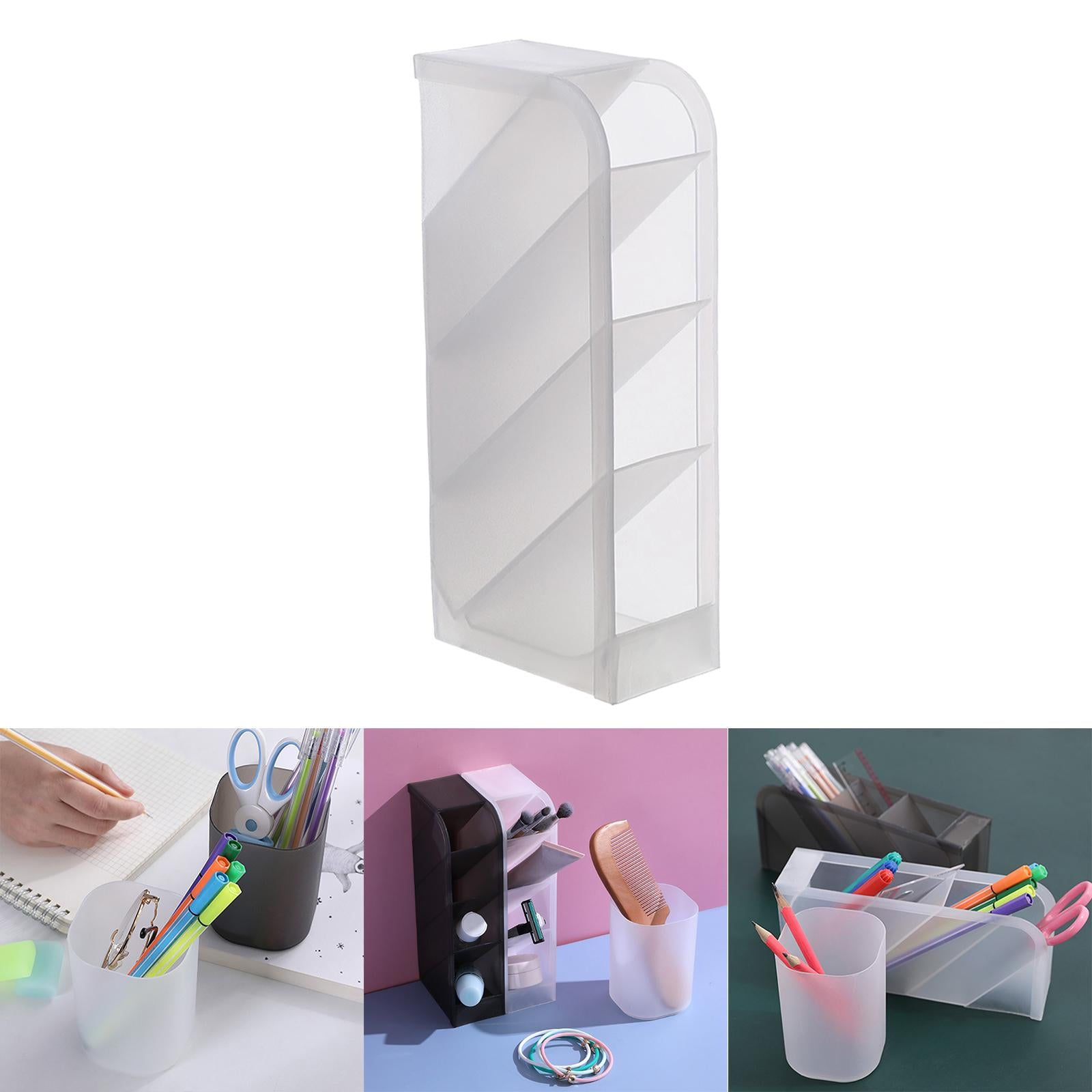 Pencil Dispenser Desk Stationery Organizer 4 Layer for Home Office Organizer white oblique