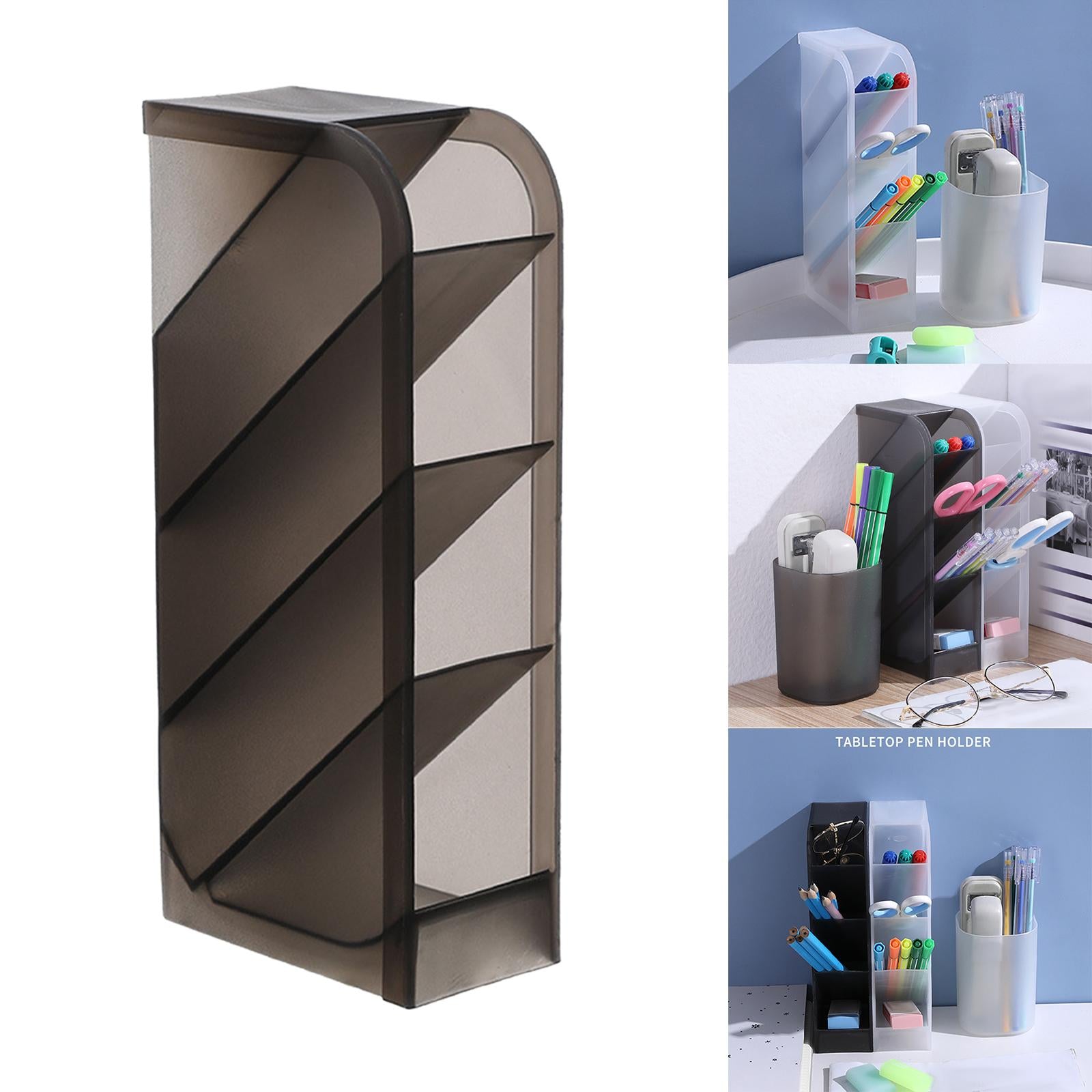 3xPencil Dispenser Desk Stationery Organizer 4 Layer for Home Office Organizer grey oblique
