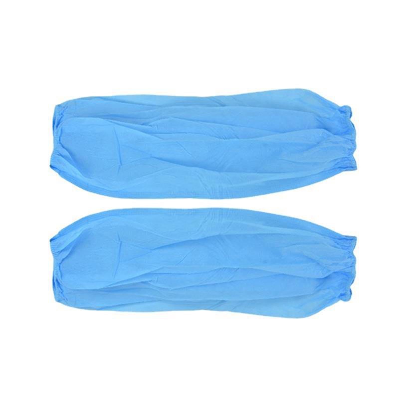 50 Pairs Disposable Oversleeves Arms Sleeves Non Woven Fabric Elastic Straps Blue