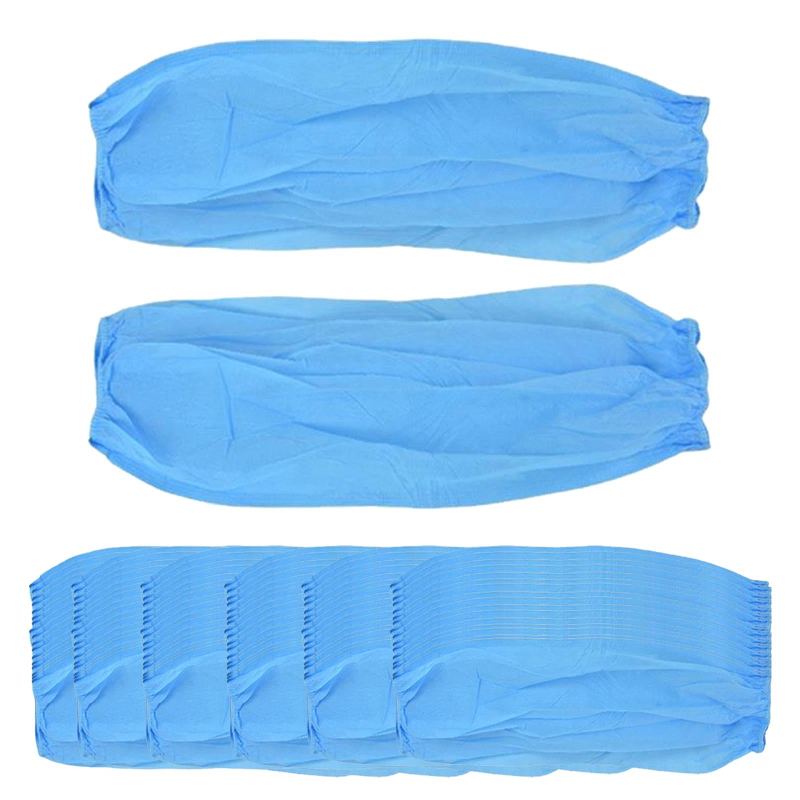 50 Pairs Disposable Oversleeves Arms Sleeves Non Woven Fabric Elastic Straps Blue