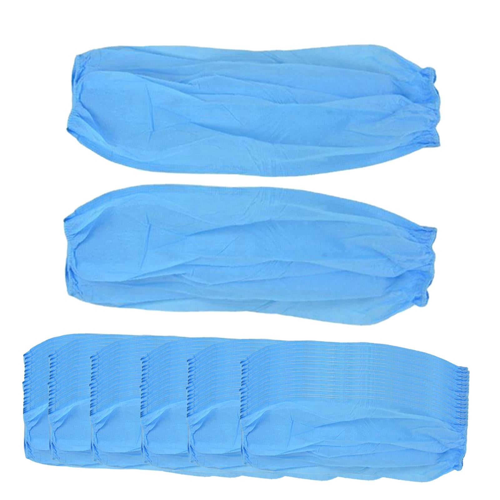 50 Pairs Disposable Oversleeves Arms Sleeves Non Woven Fabric Elastic Straps Blue