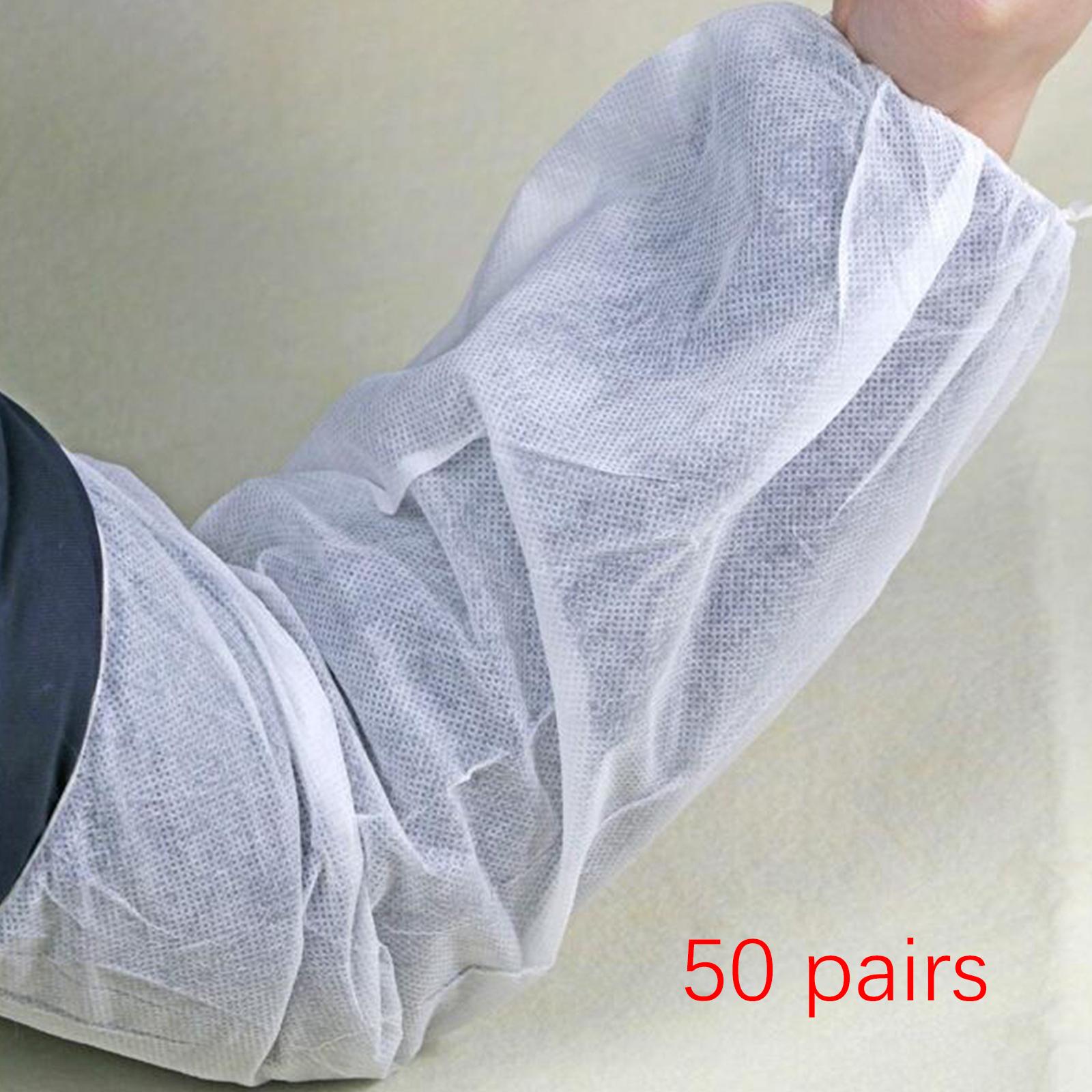 50 Pairs Disposable Oversleeves Arms Sleeves Non Woven Fabric Elastic Straps White