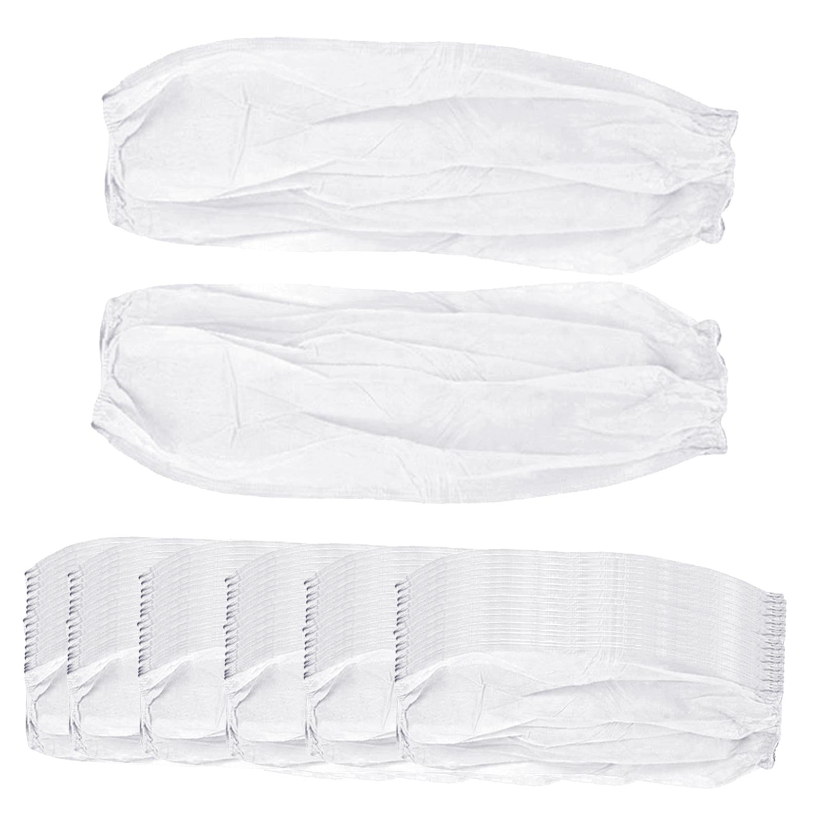 50 Pairs Disposable Oversleeves Arms Sleeves Non Woven Fabric Elastic Straps White