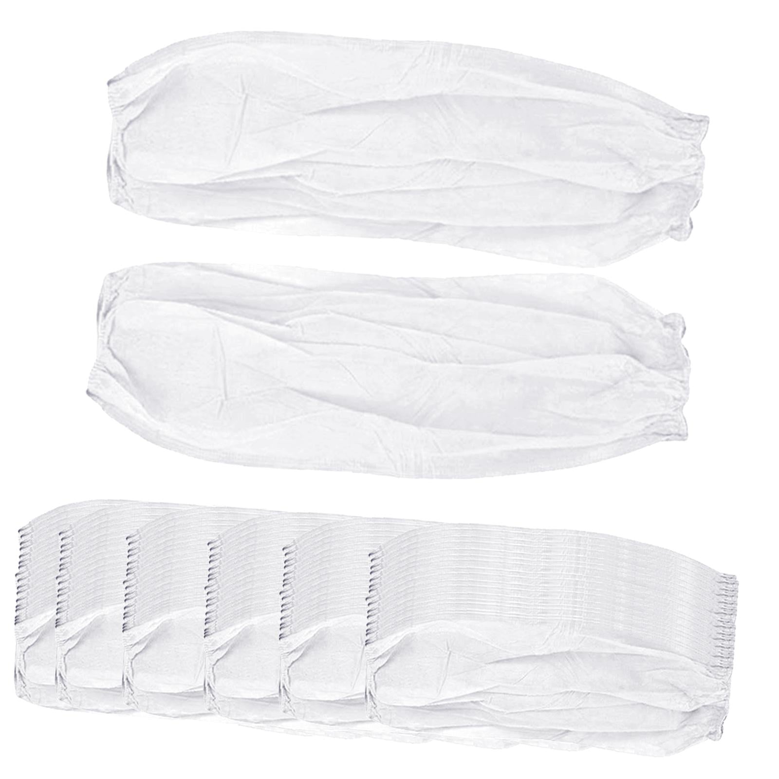 50 Pairs Disposable Oversleeves Arms Sleeves Non Woven Fabric Elastic Straps White