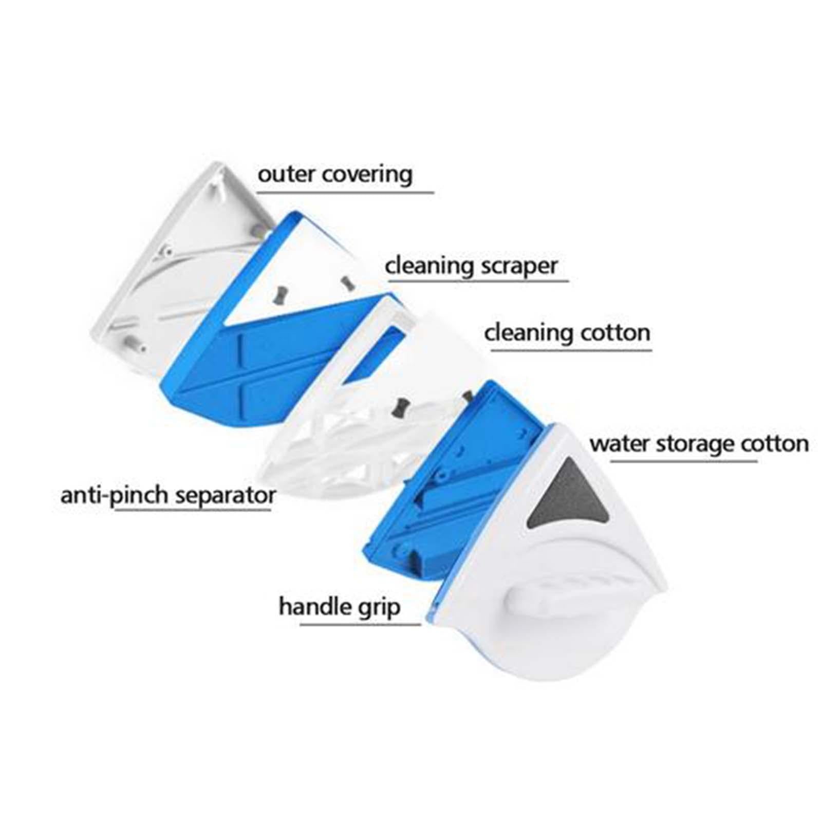 Double Side Window Cleaner High Window Wiper Glider for Shower Car for 3-8㎜ Window Blue